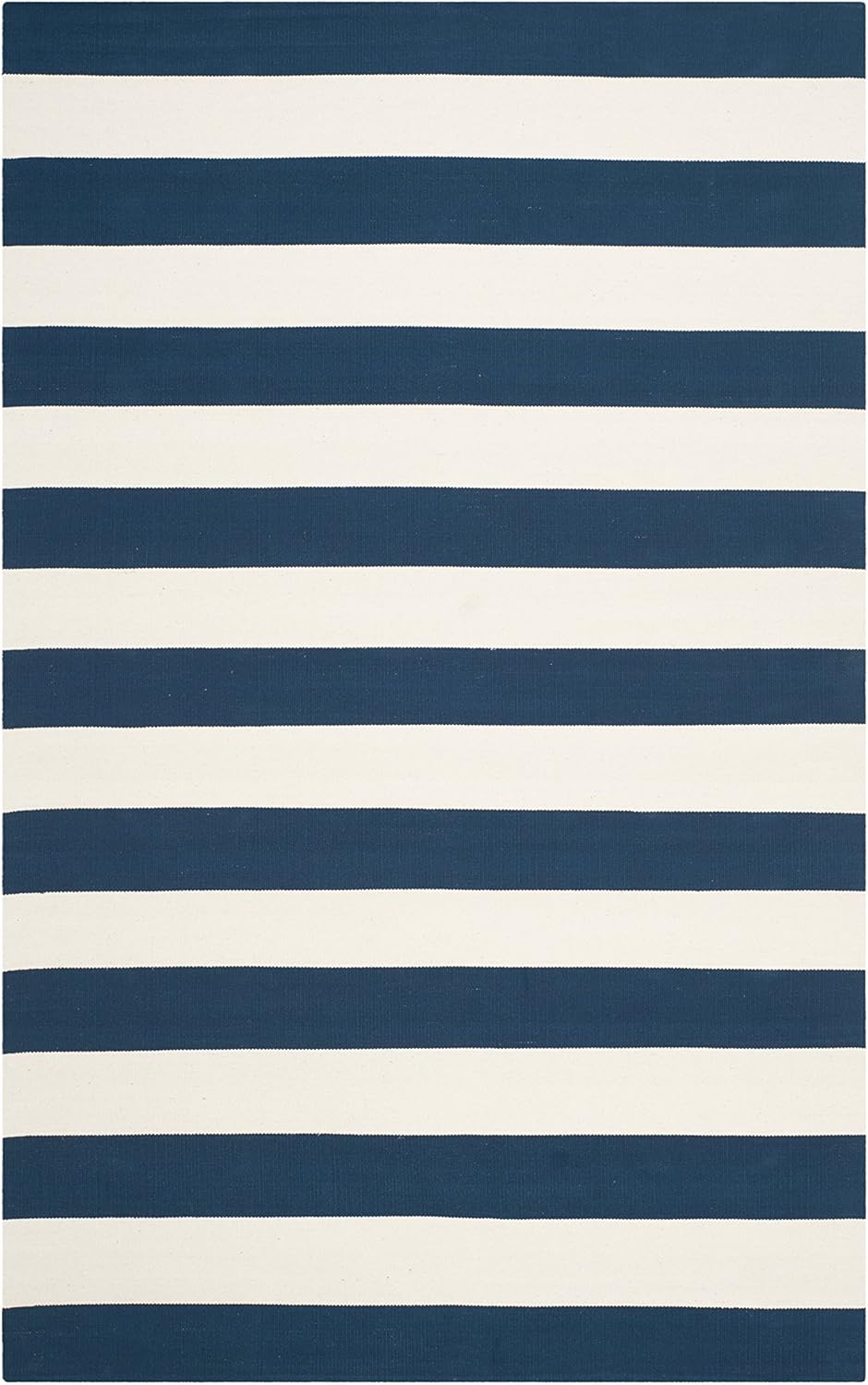 SAFAVIEH Montauk Collection Area Rug - 4' Round, Black & Ivory, Handmade Flatweave Cotton, Woven Texture, Farmhouse Stripe Pattern, Ideal for Living Room, Foyer, Bedroom, Dining Space (MTK712D)