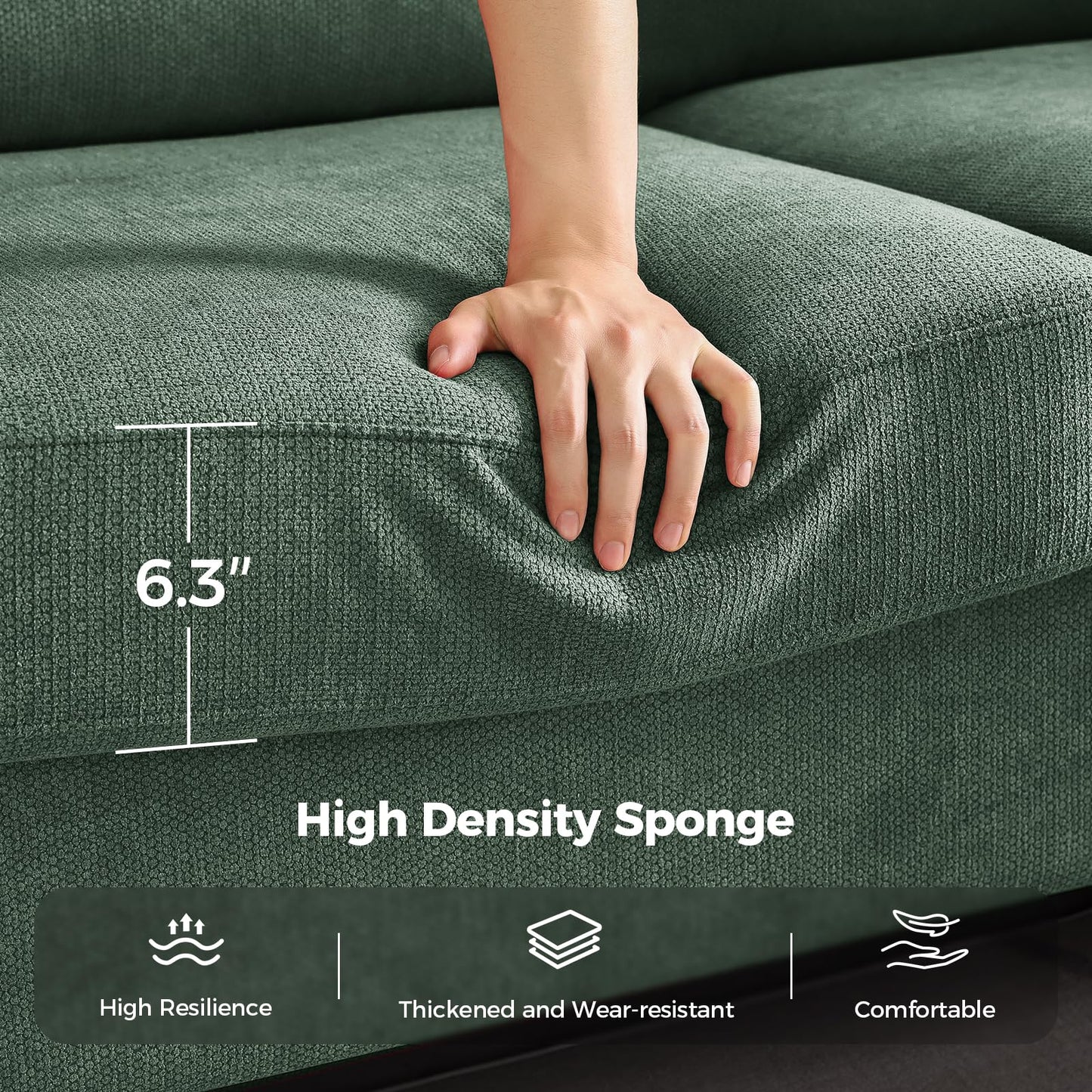 91 Inch Lawson Sofa with Extra Deep Seats Oversize, Mid-Century 3-Seat Sofa Couch, for Living Room, Apartment, Lounge, Dark Blue