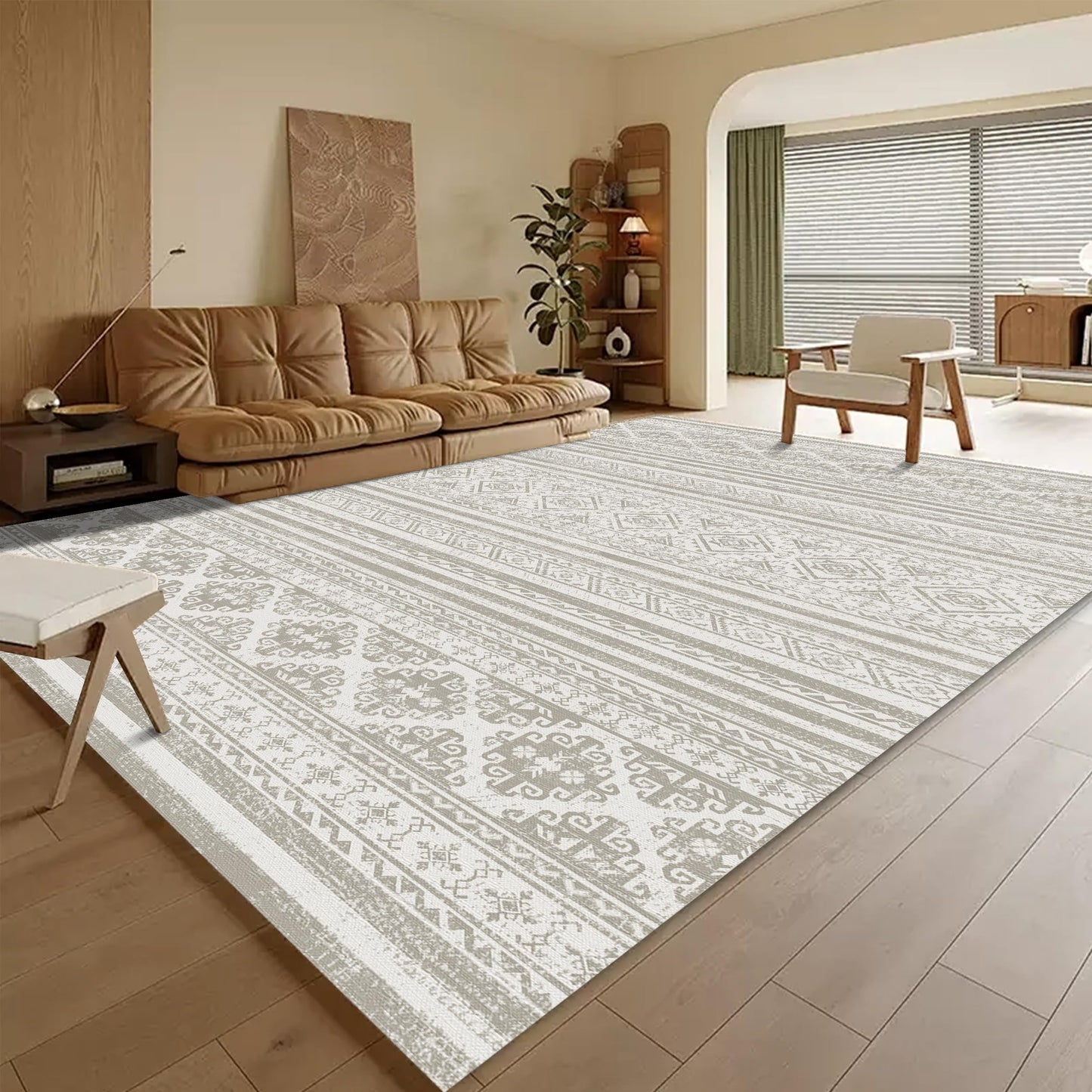 Washable Area Rugs - Perfect for Living Room, Bedroom, Kids Room, Nursery - Stain & Water Resistant Non-Slip, Pet & Child Friendly, Vintage Tribal Area Rugs (Navy, 9' x 12')