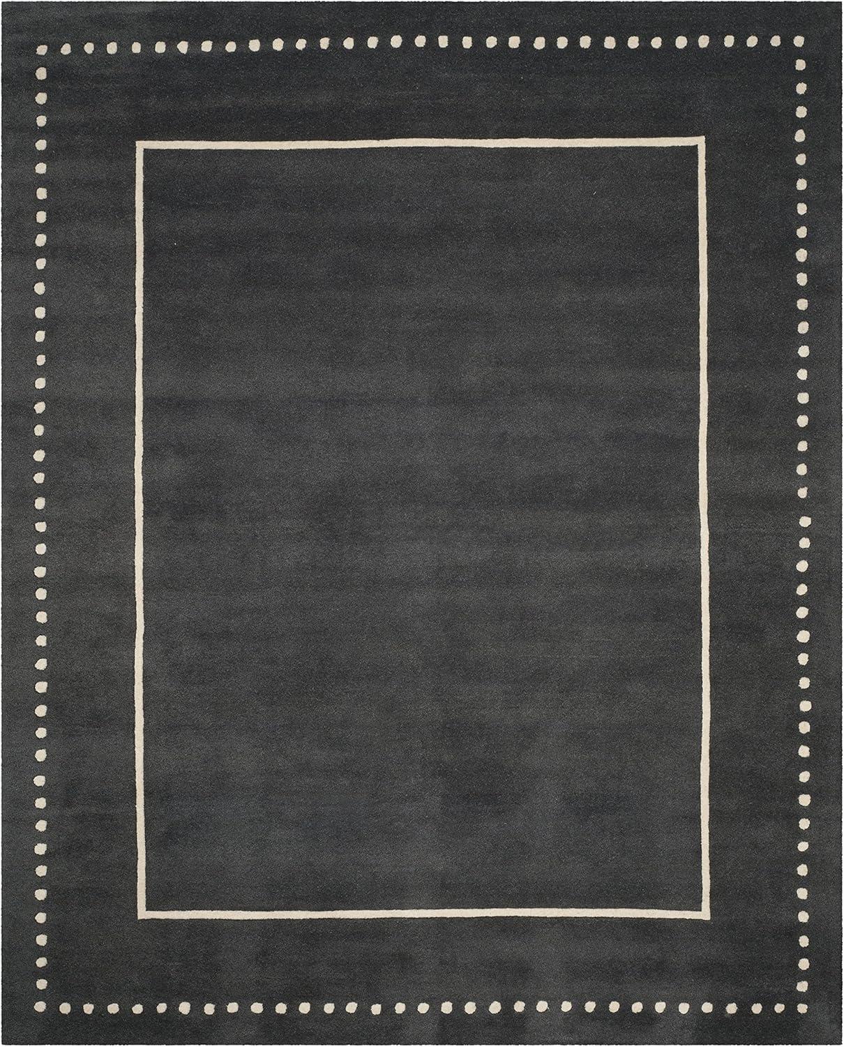 SAFAVIEH Bella Collection Area Rug - 5' Round, Black & Ivory, Handmade Dotted Border Wool, Ideal for High Traffic Areas in Living Room, Bedroom (BEL151E)