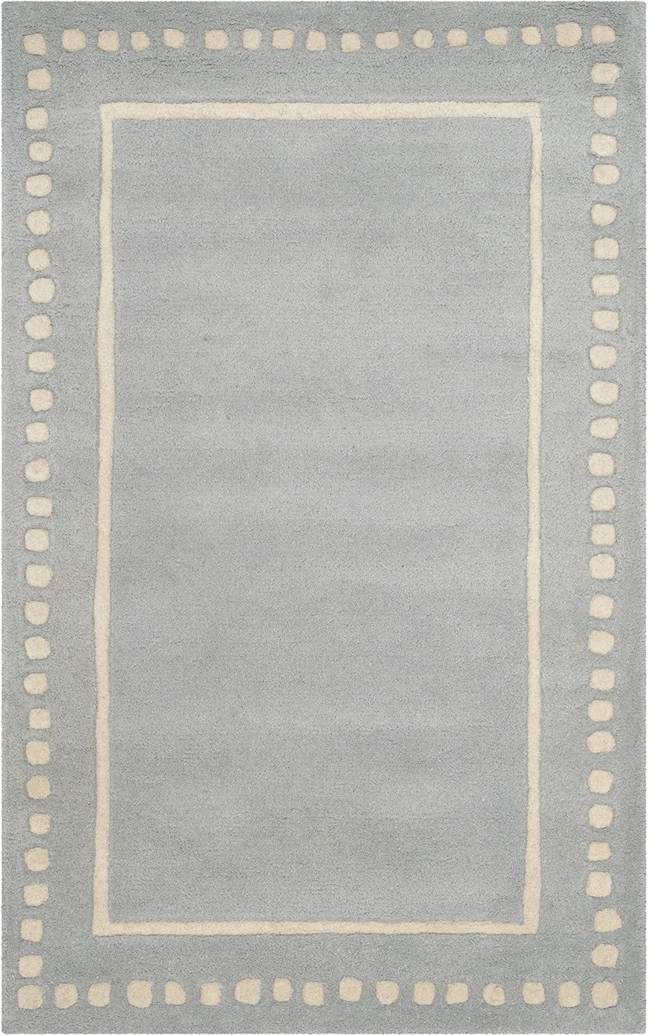 SAFAVIEH Bella Collection Area Rug - 5' Round, Black & Ivory, Handmade Dotted Border Wool, Ideal for High Traffic Areas in Living Room, Bedroom (BEL151E)