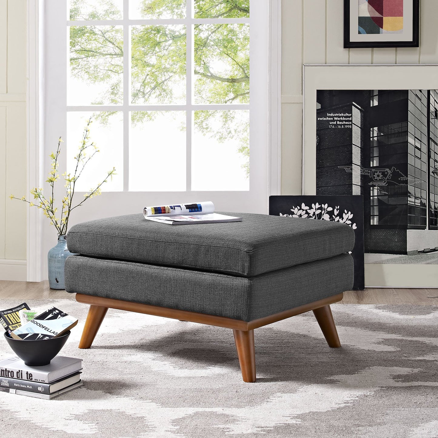 Modway Engage Mid-Century Modern Upholstered Fabric Sofa in Wheatgrass