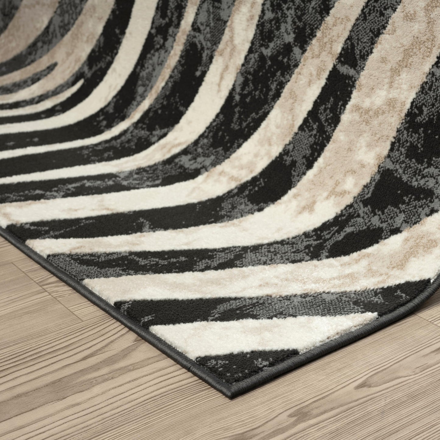 Abani Terra Area Rug for Living Room, Bedroom - Zebra Pattern - Black Cream - 9' x 12' - Durable & Easy to Clean