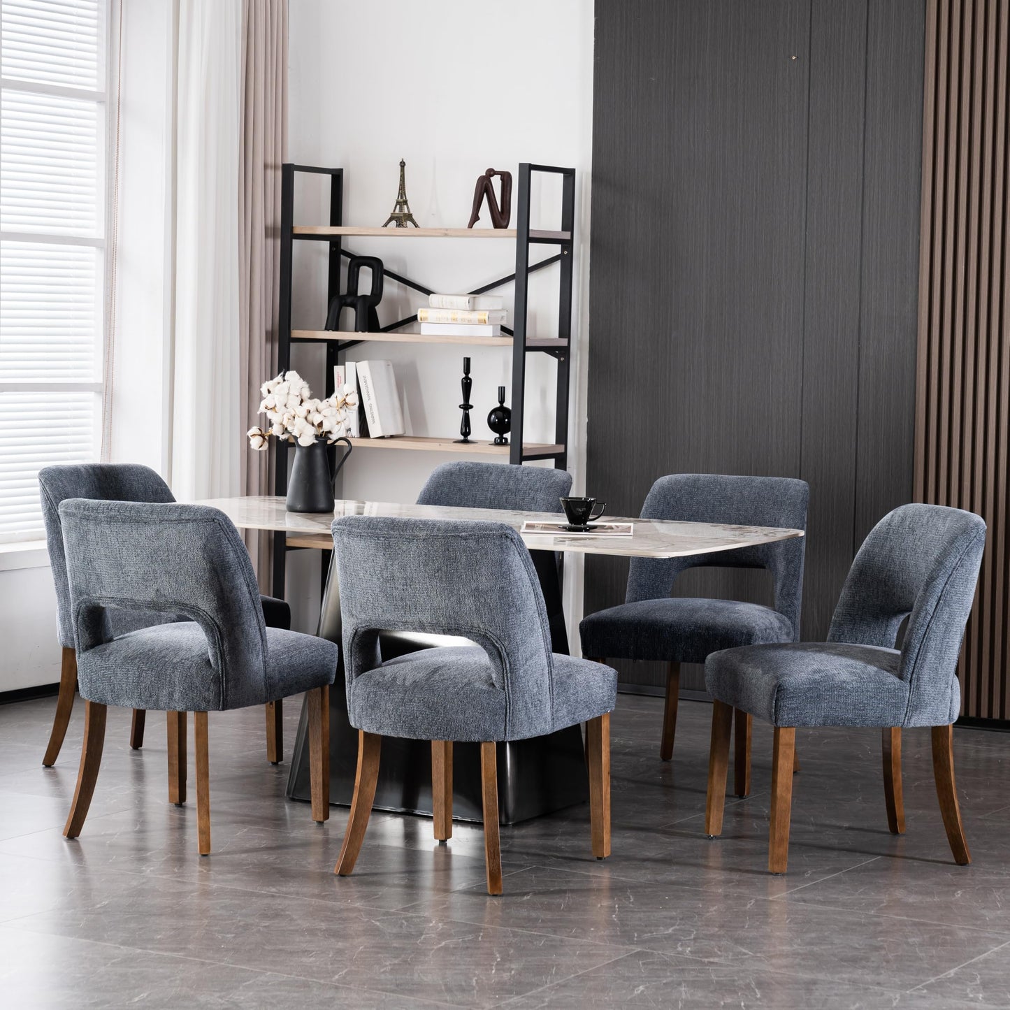VKNOW Wooden Dining Chairs Set of 2, Modern Fabric Upholstered Dining Room Chair Kitchen Chairs, Farmhouse Dinner Chair for Kitchen Dining Room, Beige-Black Legs