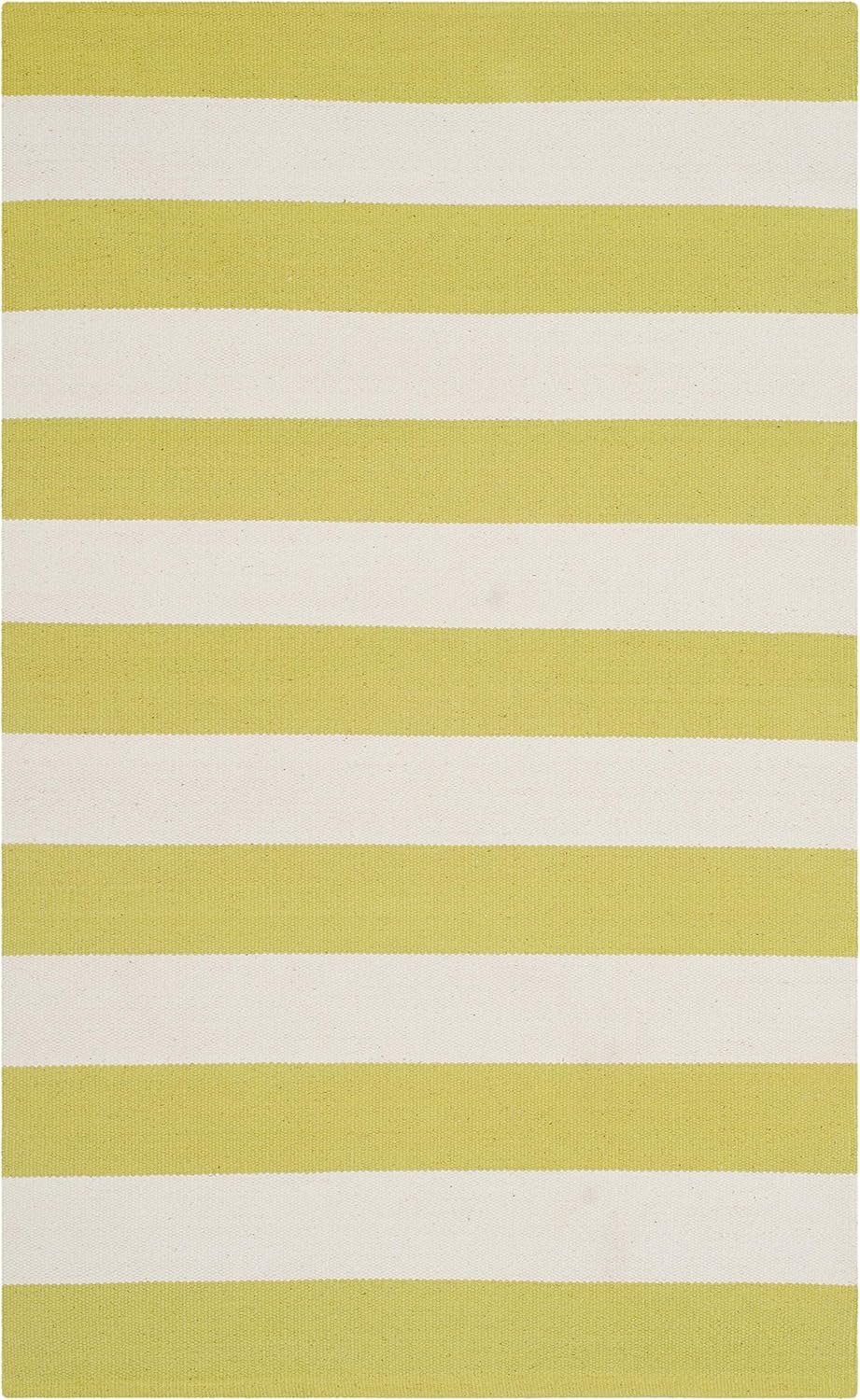 SAFAVIEH Montauk Collection Area Rug - 4' Round, Black & Ivory, Handmade Flatweave Cotton, Woven Texture, Farmhouse Stripe Pattern, Ideal for Living Room, Foyer, Bedroom, Dining Space (MTK712D)
