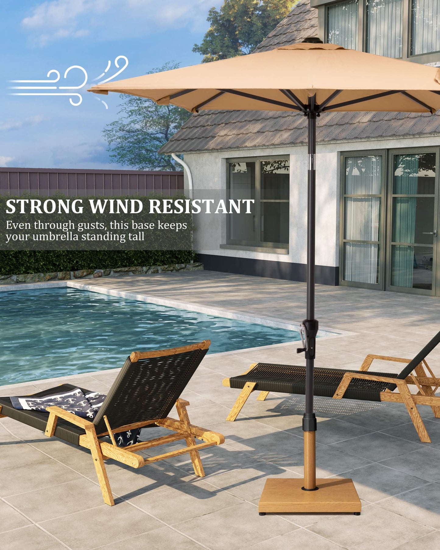 45lbs Patio Umbrella Base - Heavy Duty Outdoor Patio Market Umbrella Stand for Deck, Poolside, Balcony, Wind-Resistant Design, Grey