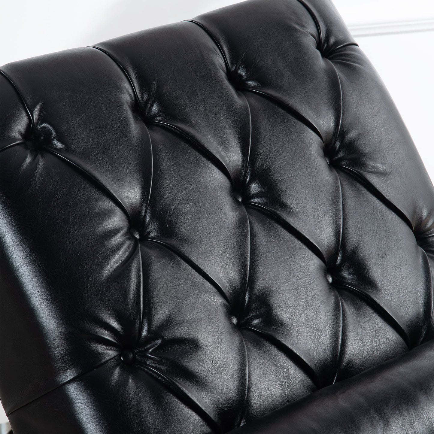 HomSof Modern ArmLess Chaise Lounge Indoor Black Upholstered Reclining Chair with Rolled Accent Pillow and Solid Wood Legs