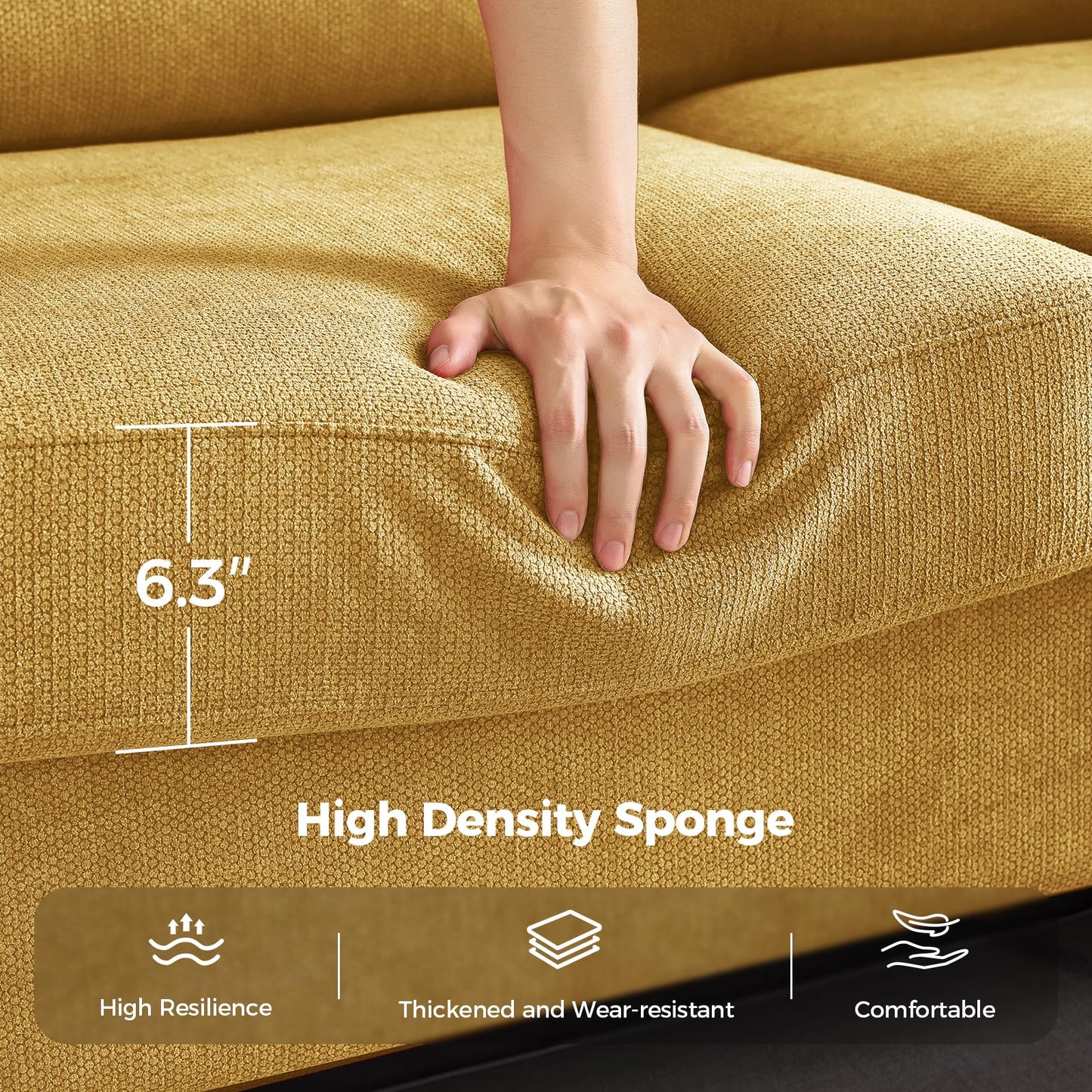 91 Inch Lawson Sofa with Extra Deep Seats Oversize, Mid-Century 3-Seat Sofa Couch, for Living Room, Apartment, Lounge, Dark Blue