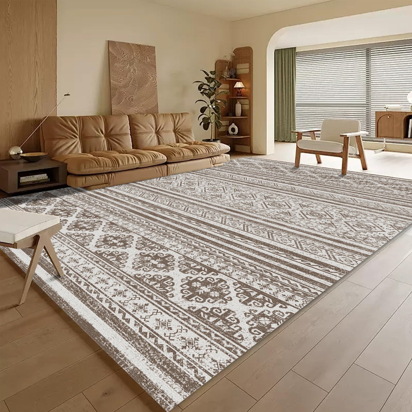 Washable Area Rugs - Perfect for Living Room, Bedroom, Kids Room, Nursery - Stain & Water Resistant Non-Slip, Pet & Child Friendly, Vintage Tribal Area Rugs (Navy, 9' x 12')