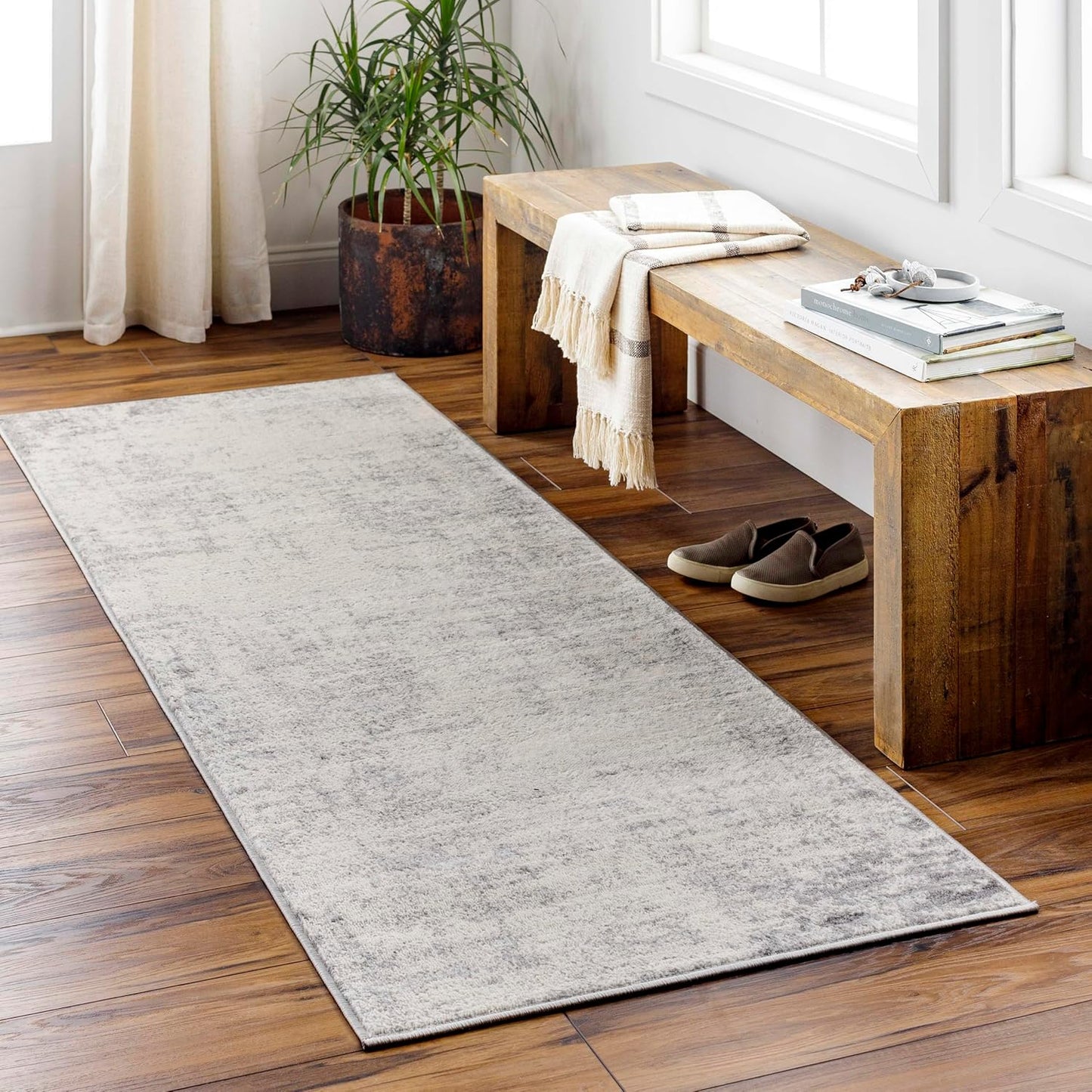 Mark&Day Area Rugs, 9x12 Martigues Modern Abstract Marble Silver Gray Area Rug, White Grey Marble Swirl Carpet for Living Room, Bedroom or Kitchen (9' x 12'4")