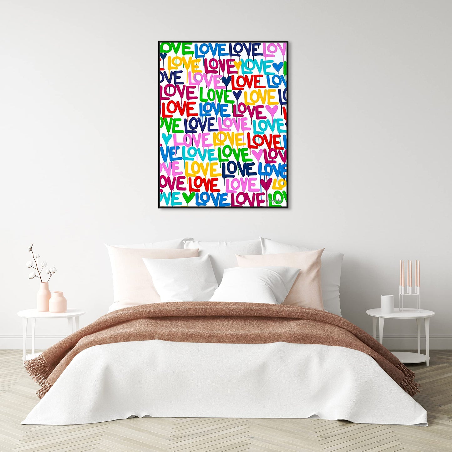 The Oliver Gal Artist Co. Abstract Modern Canvas Wall Art Corey Paige - Drippy Love Living Room Bedroom and Bathroom Home Decor 36 in x 45 in Blue and Pink, Gold Frame
