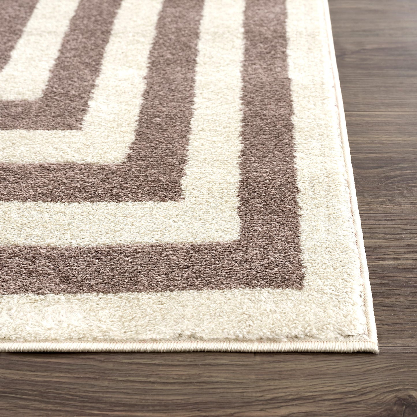 Abani Contemporary Black & Ivory 5'3" x 7'6" Area Rug, Contrasting Geometric Modern Stripe Symmetrical Living Room Carpet Rugs