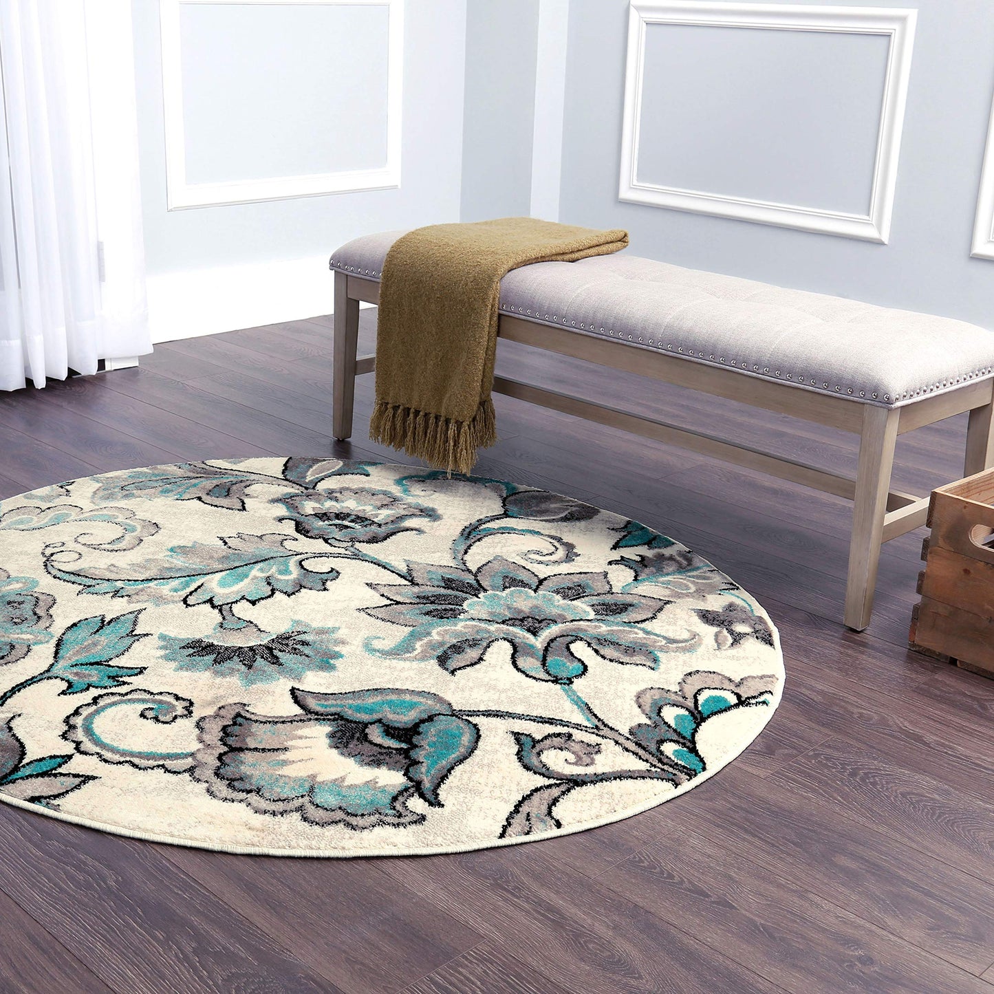 Home Dynamix Boho Odesa Area Rug 7'9"x10'2", Ikat Ivory/Blue