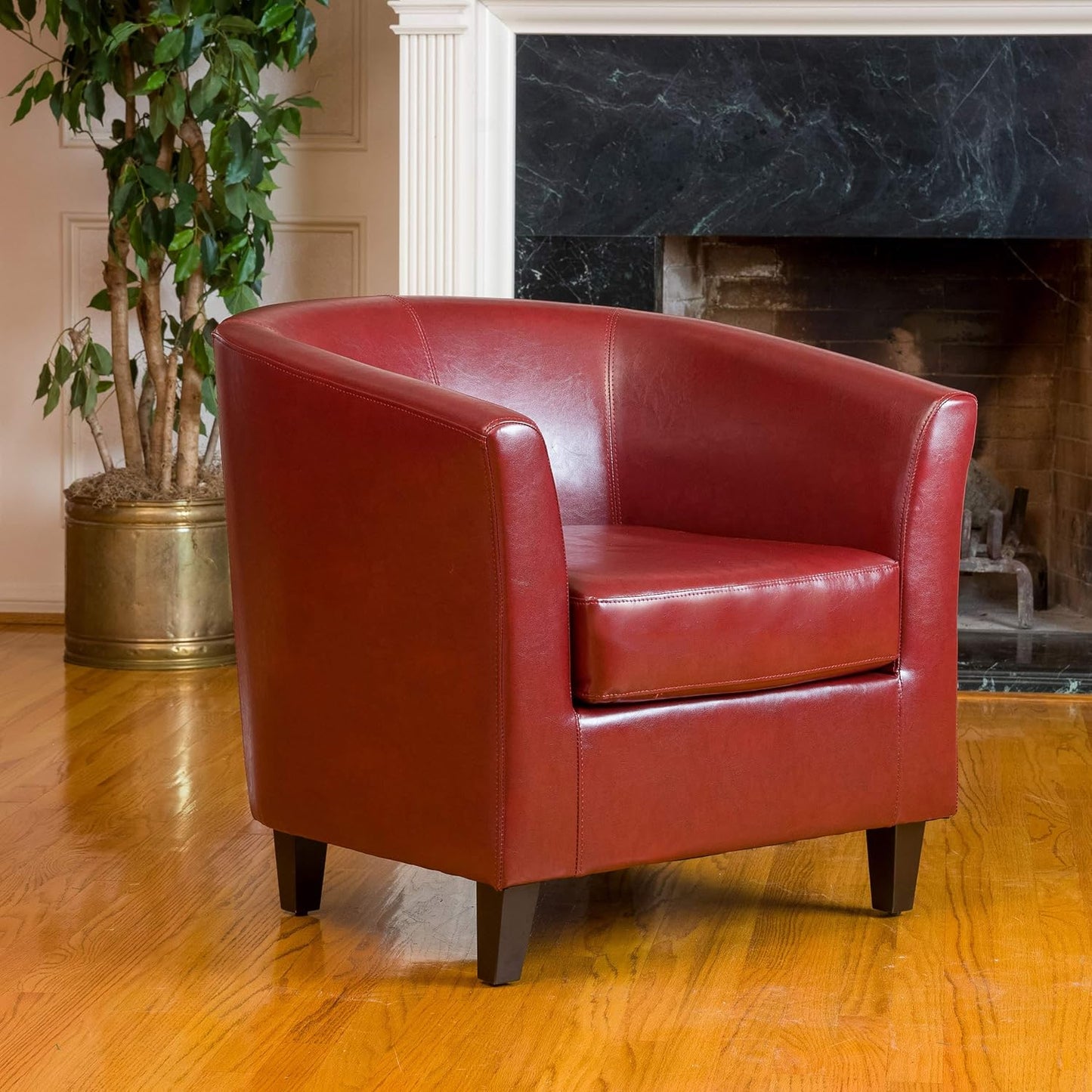 Great Deal Furniture Petaluma Oxblood Red Leather Club Chair 30-1/2 by 28 by 30-1/2