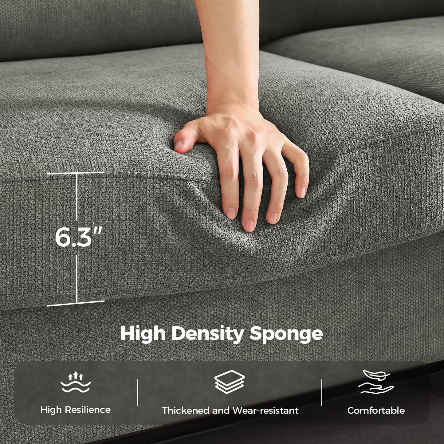 91 Inch Lawson Sofa with Extra Deep Seats Oversize, Mid-Century 3-Seat Sofa Couch, for Living Room, Apartment, Lounge, Dark Blue