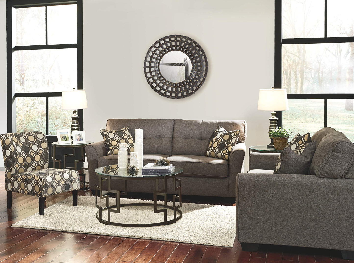 Signature Design by Ashley Triptis Floral Armless Accent Chair, White, Blue & Gray