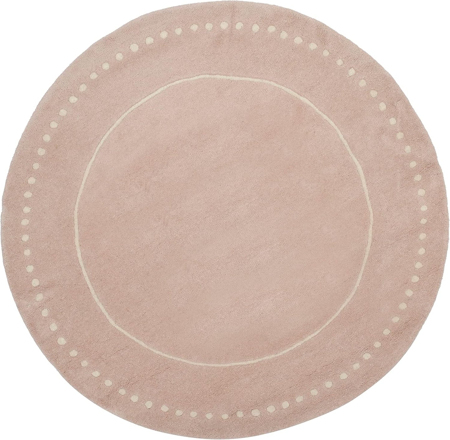 SAFAVIEH Bella Collection Area Rug - 5' Round, Black & Ivory, Handmade Dotted Border Wool, Ideal for High Traffic Areas in Living Room, Bedroom (BEL151E)