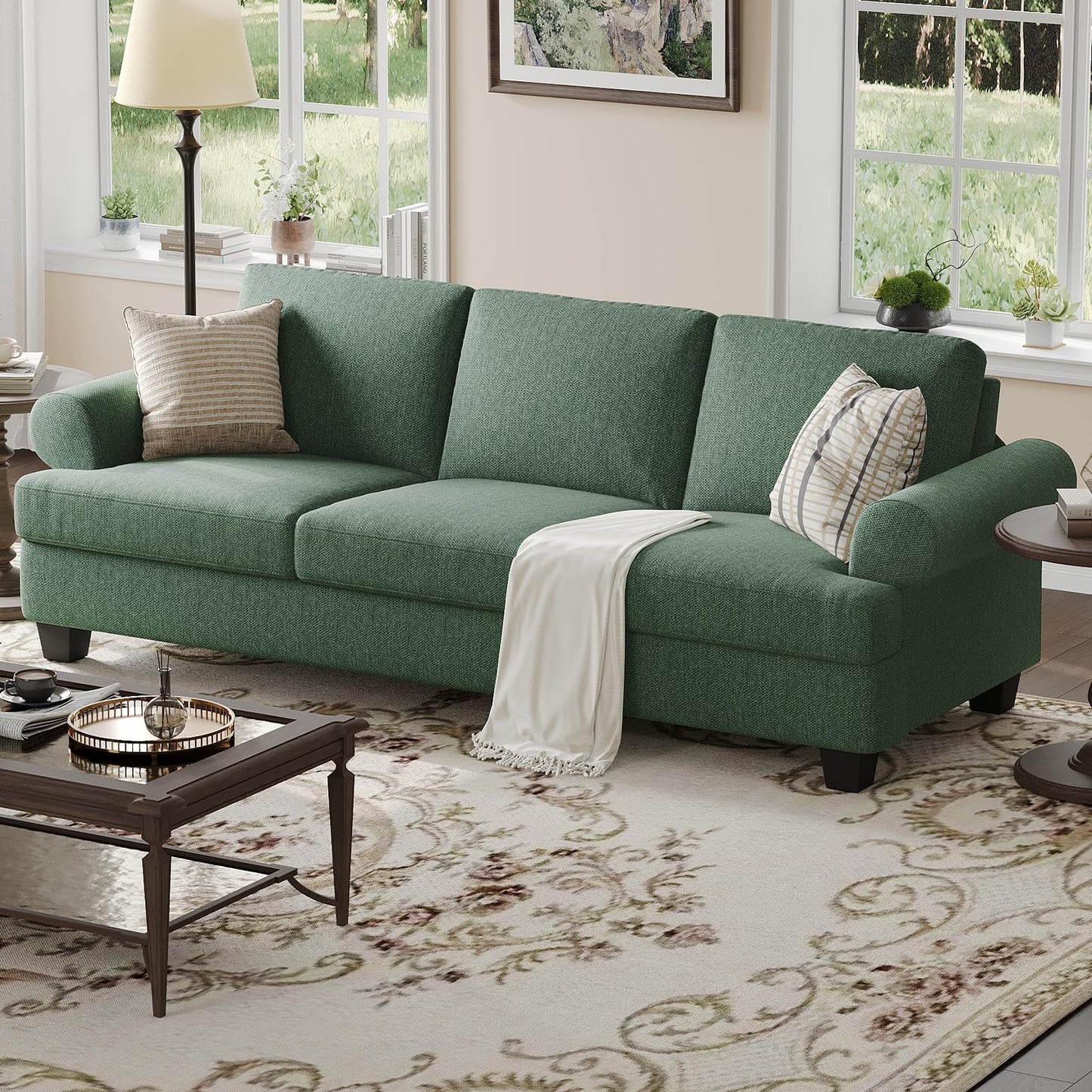 91 Inch Lawson Sofa with Extra Deep Seats Oversize, Mid-Century 3-Seat Sofa Couch, for Living Room, Apartment, Lounge, Dark Blue