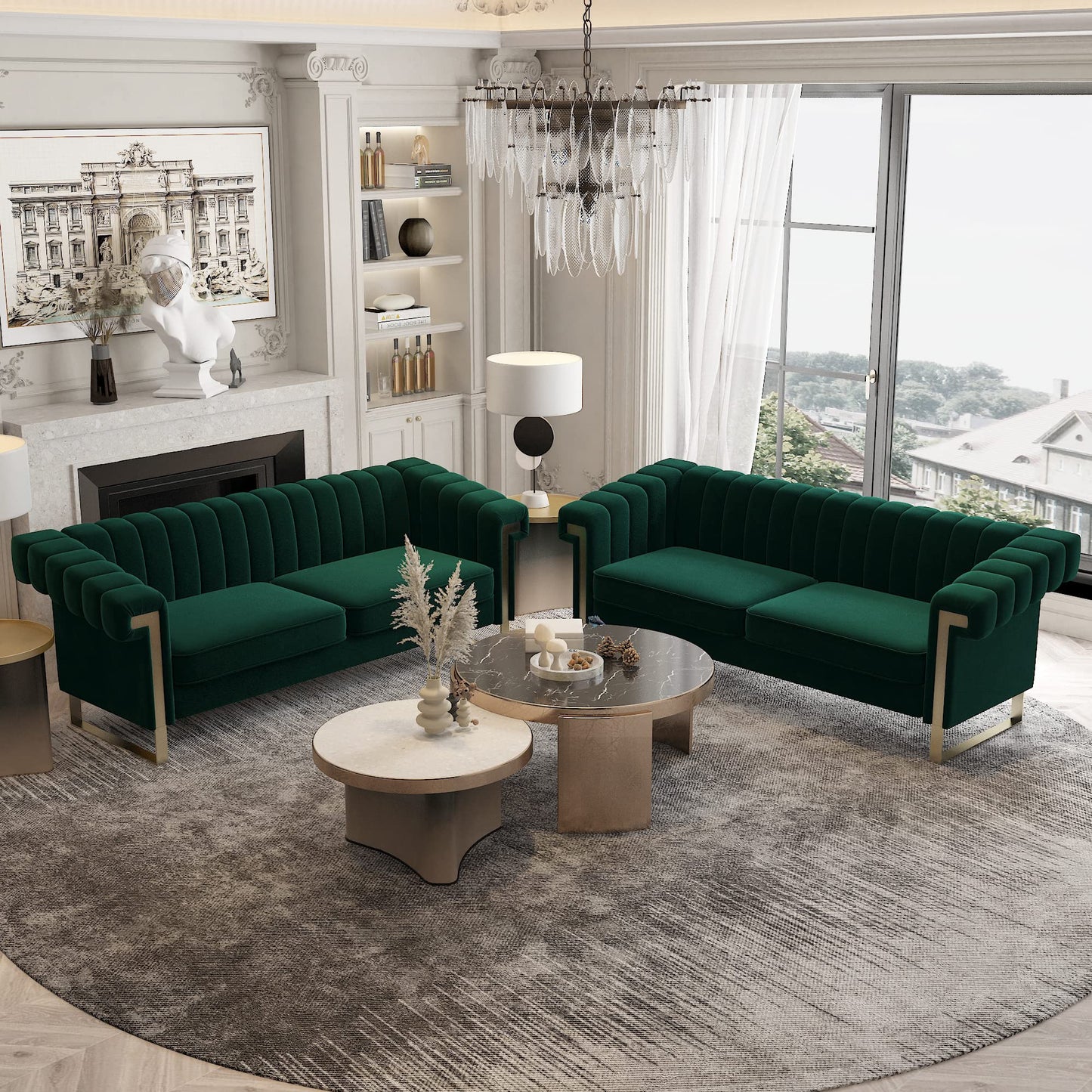 83'' Velvet Couches for Living Room 3-Seater Comfy Sofas Upholstered Modern Couch for Small Spaces Apartment (Cracker Khaki)