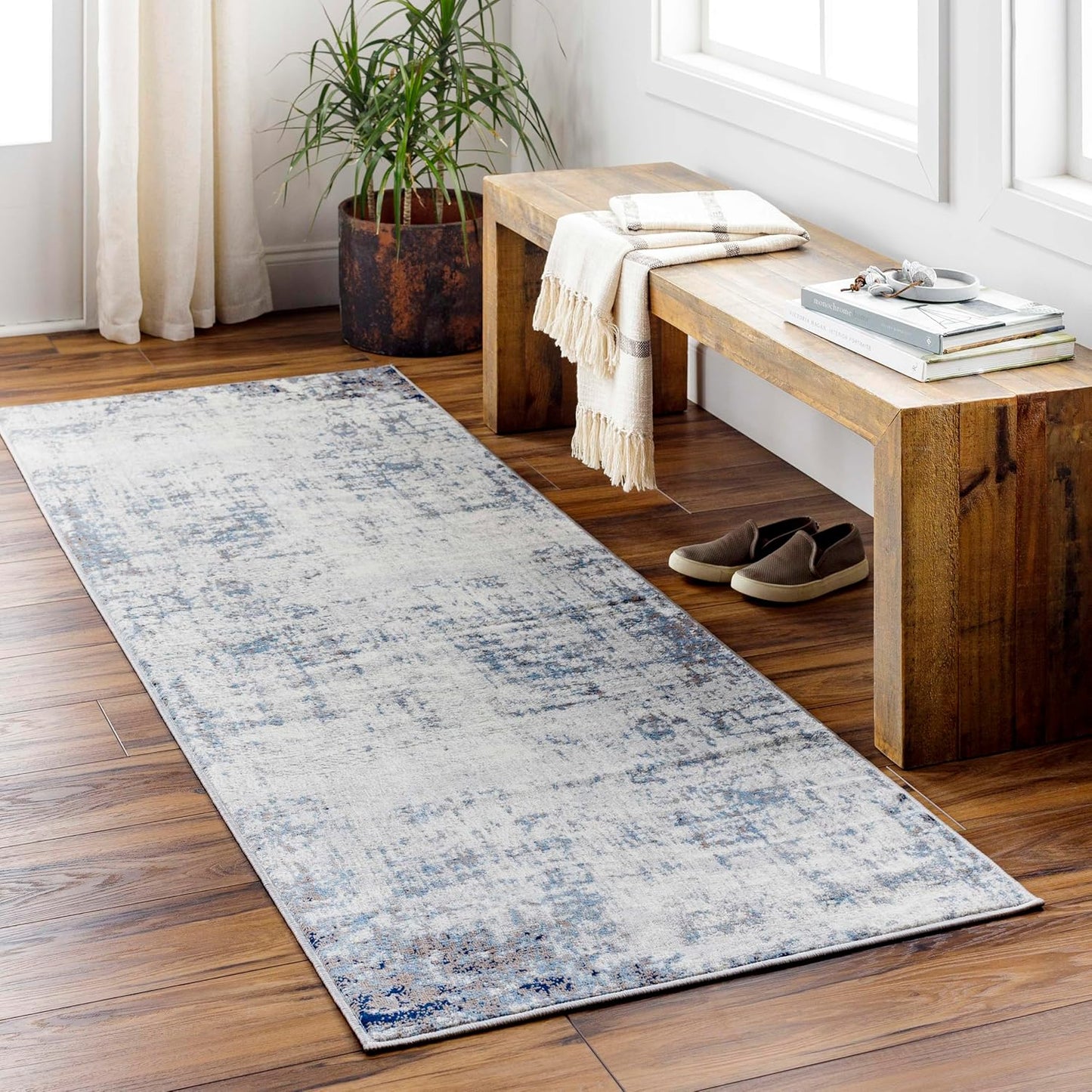 Mark&Day Area Rugs, 9x12 Martigues Modern Abstract Marble Silver Gray Area Rug, White Grey Marble Swirl Carpet for Living Room, Bedroom or Kitchen (9' x 12'4")