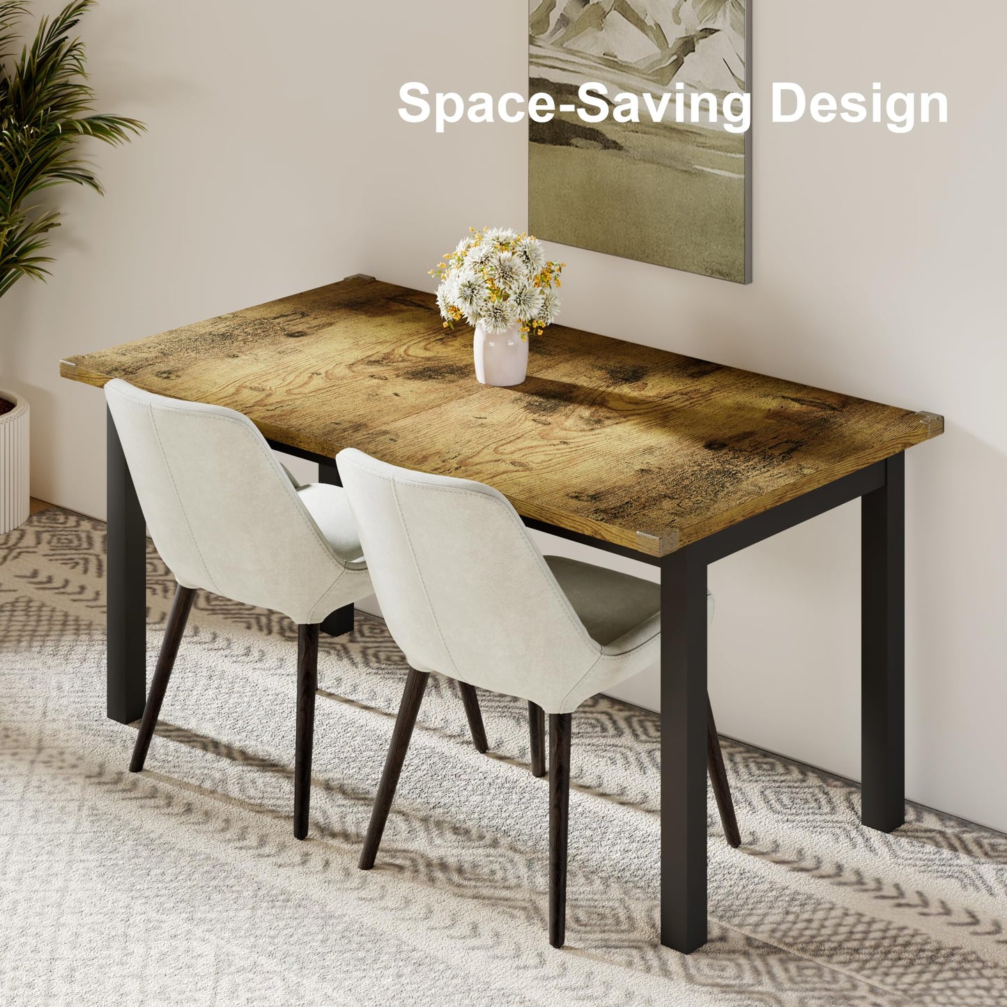 Feonase 63" Extendable Dining Table, Modern Farmhouse Dining Room Table for 4-8, Wooden Kitchen Table for Small Space, Dining Room, Home Office, Living Room Furniture, Walnut