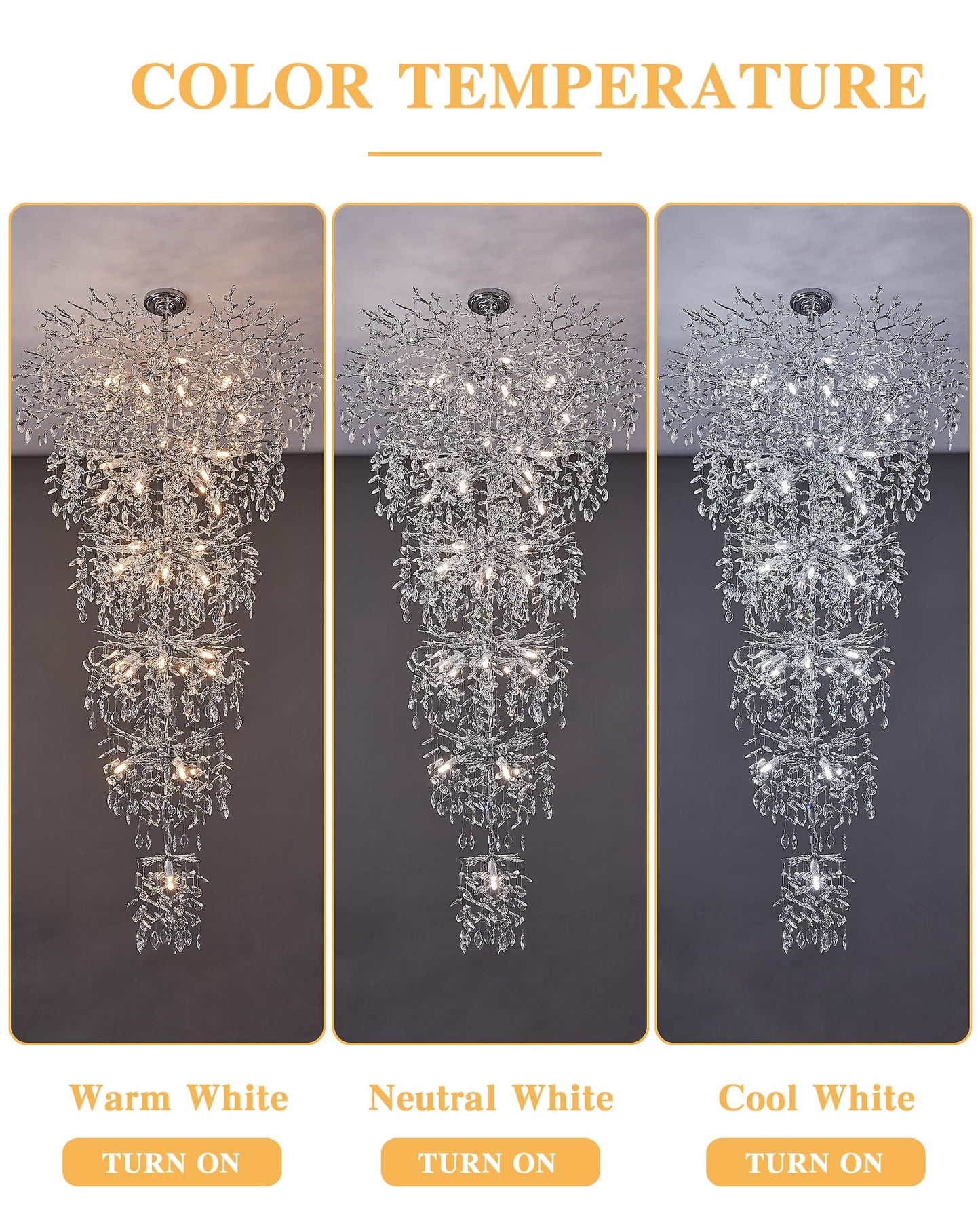 Modern Tree Branch Crystal Chandelier Luxury Silver Crystal Pendant Lighting 18" Contemporary 6-Light Chandeliers for Dining Room Kitchen Bedroom Living Room