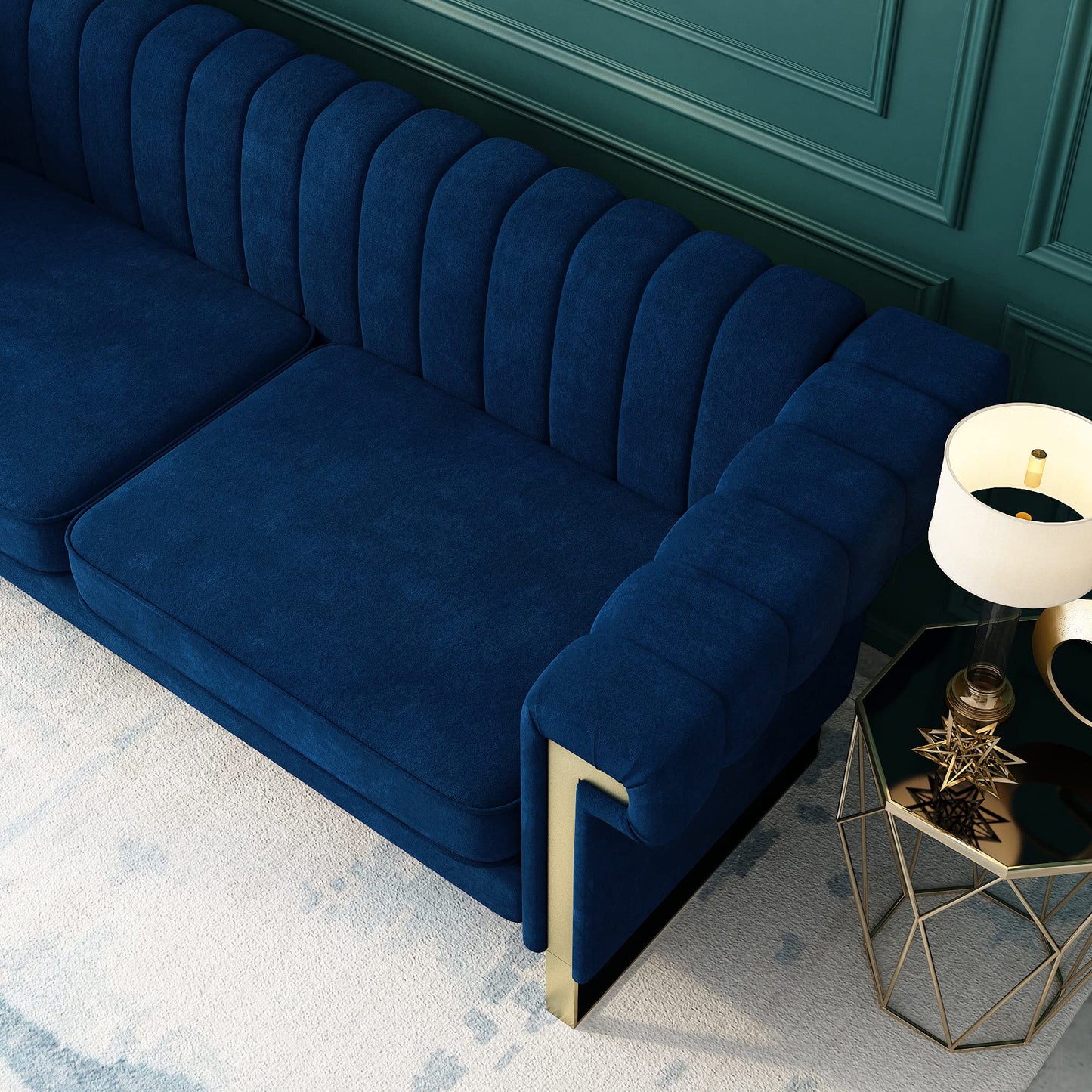 83'' Velvet Couches for Living Room 3-Seater Comfy Sofas Upholstered Modern Couch for Small Spaces Apartment (Cracker Khaki)