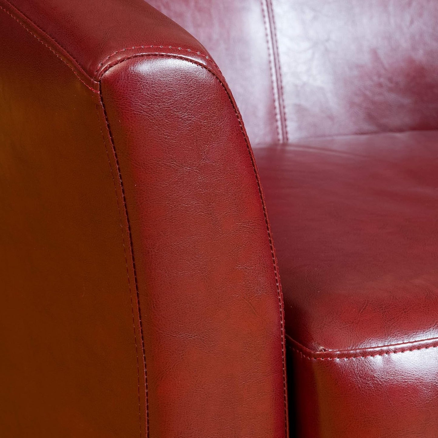 Great Deal Furniture Petaluma Oxblood Red Leather Club Chair 30-1/2 by 28 by 30-1/2