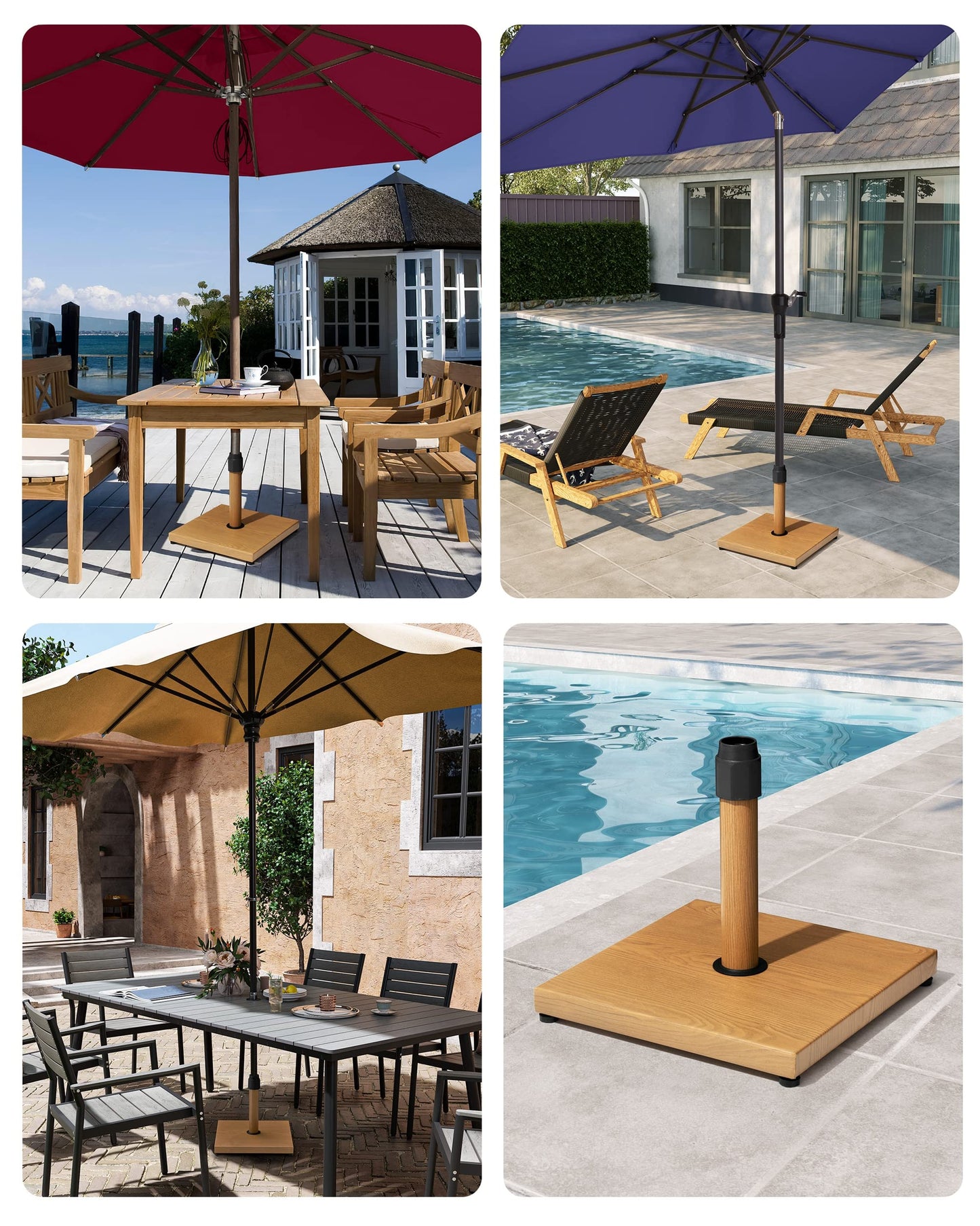 45lbs Patio Umbrella Base - Heavy Duty Outdoor Patio Market Umbrella Stand for Deck, Poolside, Balcony, Wind-Resistant Design, Grey
