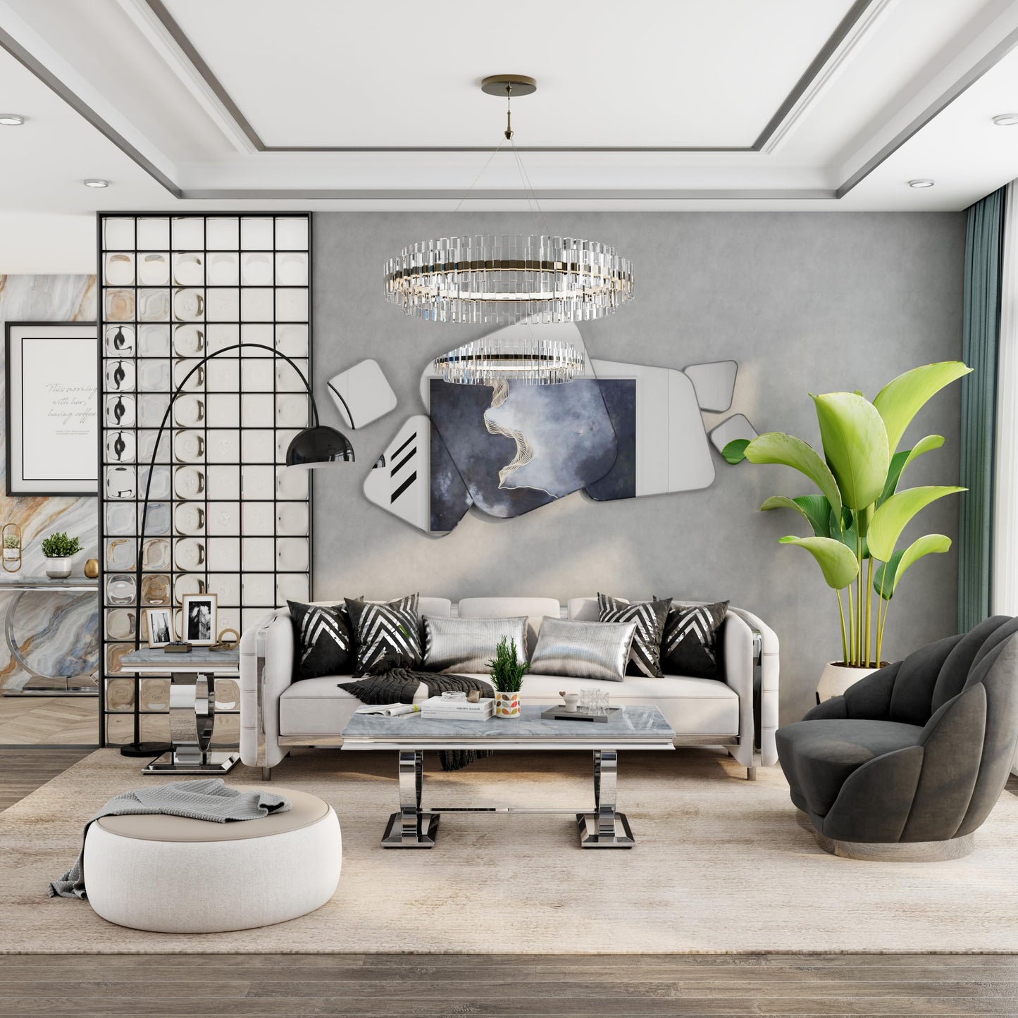 Asday Gold and White Coffee Table, Rectangle Marble Living Room Tea Table, Elegant Coffee Table for Living Room, Guest Hall, Reception Room