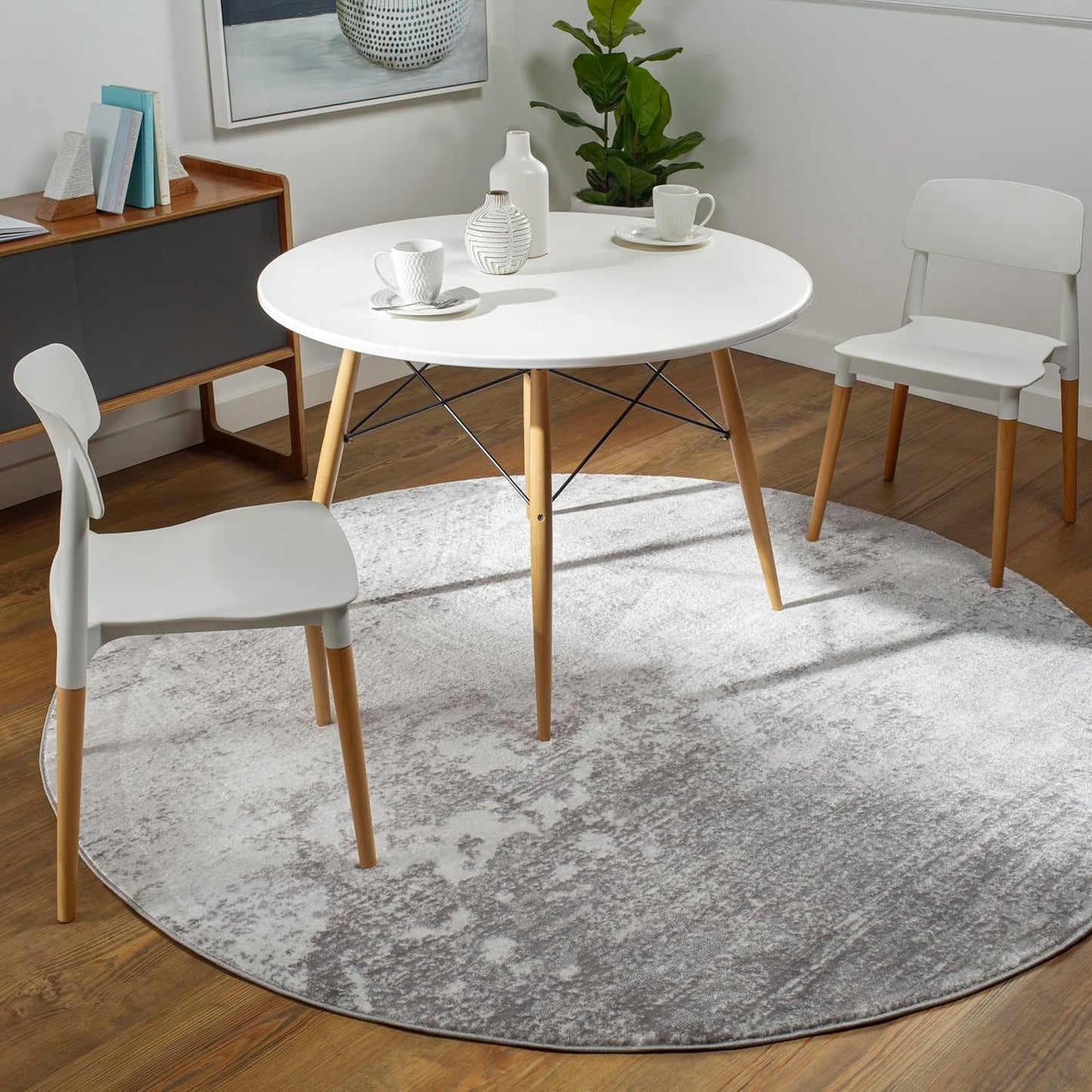 Mark&Day Area Rugs, 9x12 Martigues Modern Abstract Marble Silver Gray Area Rug, White Grey Marble Swirl Carpet for Living Room, Bedroom or Kitchen (9' x 12'4")