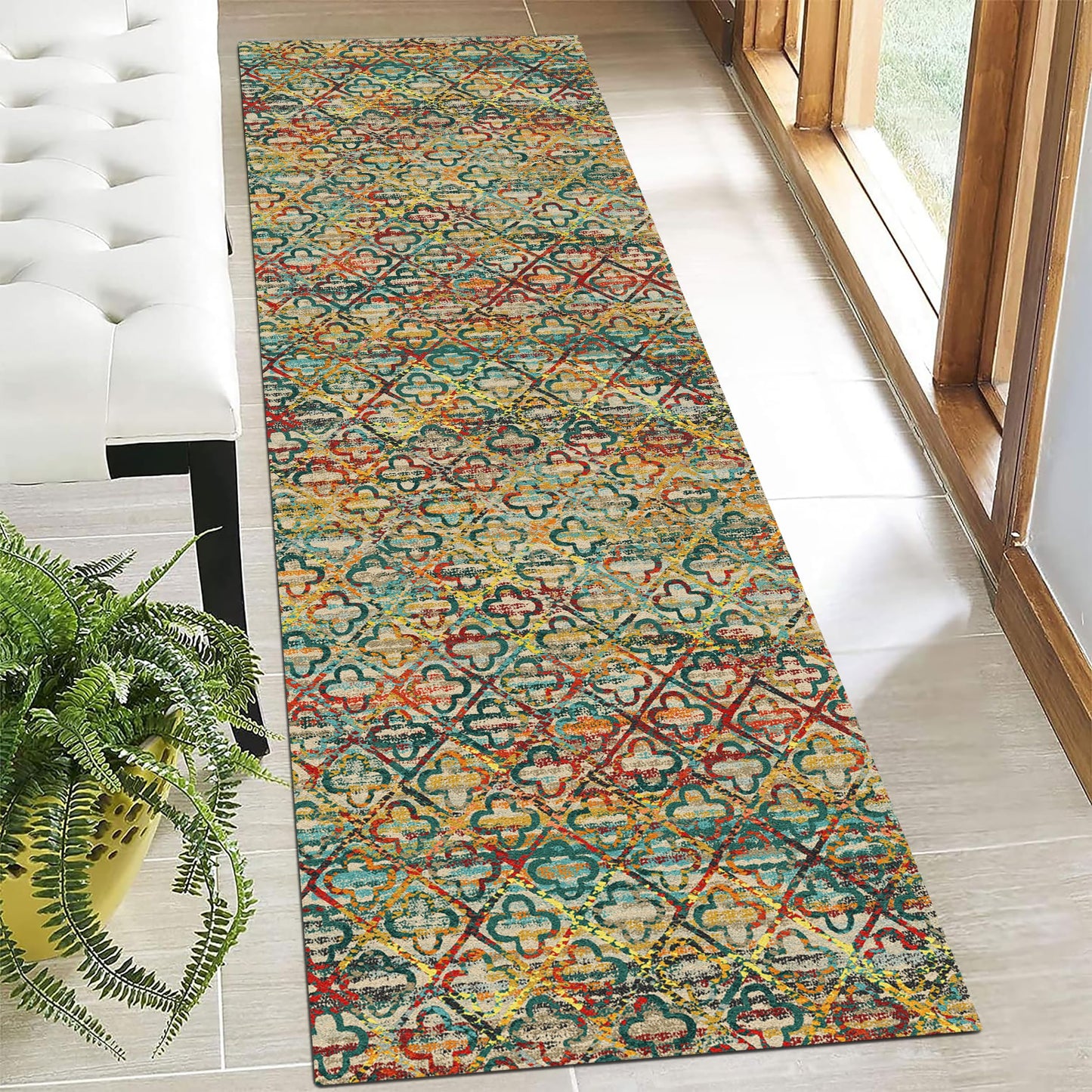 Washable Area Rugs - Perfect for Living Room, Bedroom, Kids Room, Nursery - Stain & Water Resistant Non-Slip, Pet & Child Friendly, Vintage Tribal Area Rugs (Navy, 9' x 12')
