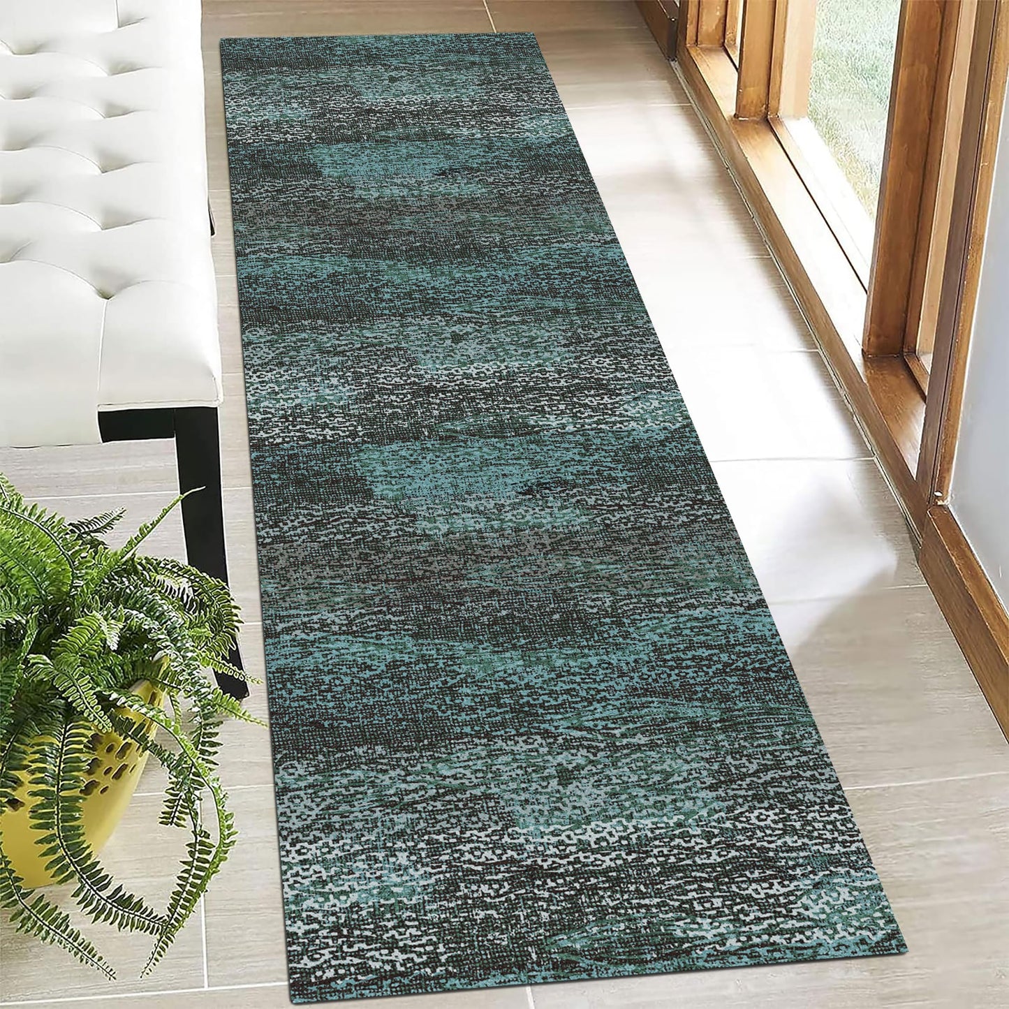 Washable Area Rugs - Perfect for Living Room, Bedroom, Kids Room, Nursery - Stain & Water Resistant Non-Slip, Pet & Child Friendly, Vintage Tribal Area Rugs (Navy, 9' x 12')