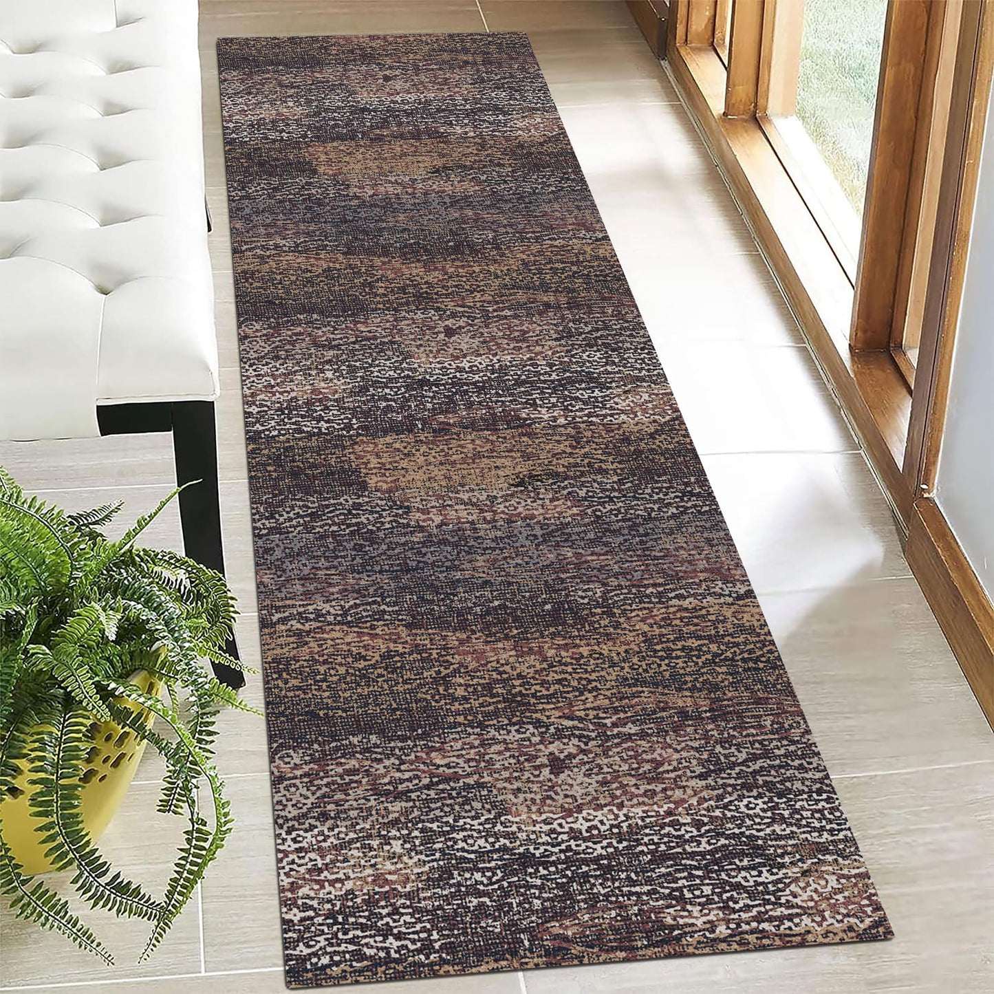 Washable Area Rugs - Perfect for Living Room, Bedroom, Kids Room, Nursery - Stain & Water Resistant Non-Slip, Pet & Child Friendly, Vintage Tribal Area Rugs (Navy, 9' x 12')