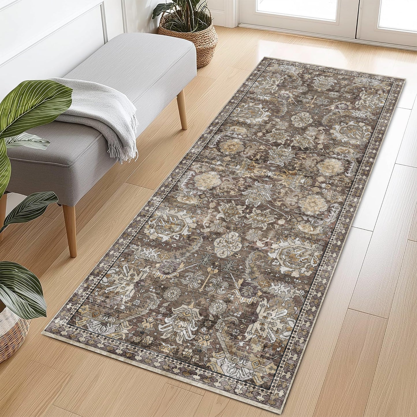 Washable Area Rugs - Perfect for Living Room, Bedroom, Kids Room, Nursery - Stain & Water Resistant Non-Slip, Pet & Child Friendly, Vintage Tribal Area Rugs (Navy, 9' x 12')