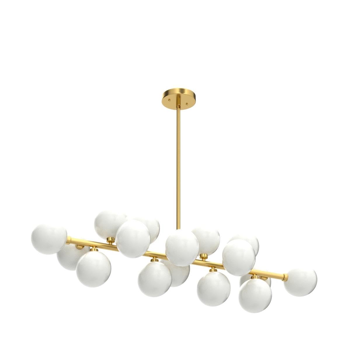 CROSSIO Modern Linear Chandeliers Black 16 Lights Pendant Light Fixtures Bubble Glass Chandelier Mid Century Sputnik Chandelier for Kitchen Island Dining Room