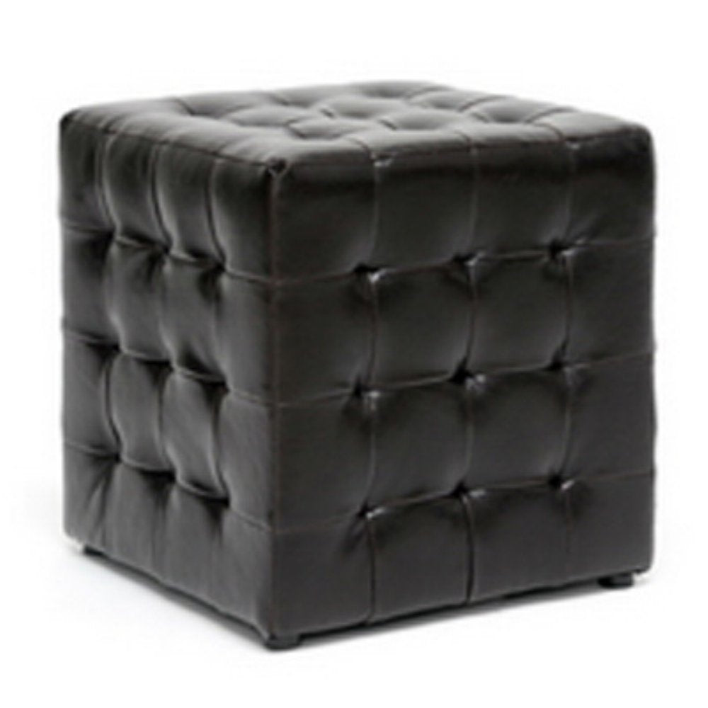 Baxton Studio Siskal Modern Cube Ottoman, White, Set of 2,