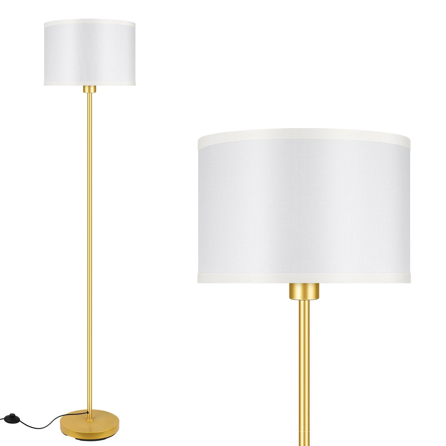Floor Lamp Black, Standing Lamp, 58" Tall Lamps for Living Room, Simple Pole Lamp with Black Lampshade, On/Off Foot Pedal, Bright Dimming Light for Kids Room Bedroom Office Decor(Without Bulbs)