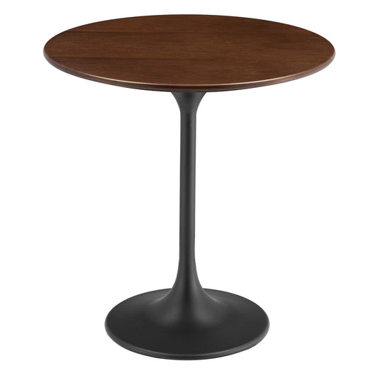 Modway Lippa Round 20" Wood Grain Mid-Century Modern Side Table, Black Cherry