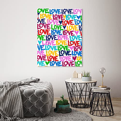 The Oliver Gal Artist Co. Abstract Modern Canvas Wall Art Corey Paige - Drippy Love Living Room Bedroom and Bathroom Home Decor 36 in x 45 in Blue and Pink, Gold Frame