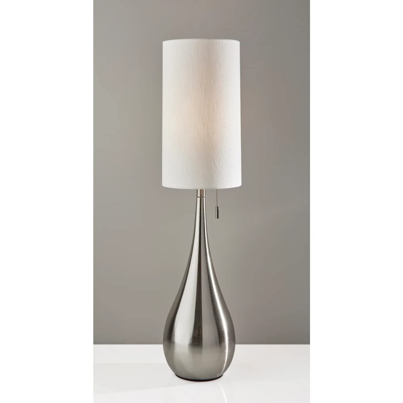 Adesso 1536-22 Christina Table Lamp, 34.5 in., 100 W, Brushed Steel Finish/White, 1 Steel Lamp