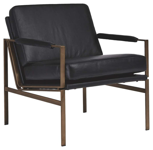 Signature Design by Ashley Puckman Mid-Century Modern Leather Accent Chair, Black