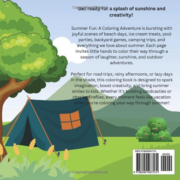Summer Fun! A Coloring Adventure - Over 30+ pages of fun! (8.5" x 8.5") (Children's Coloring Books)