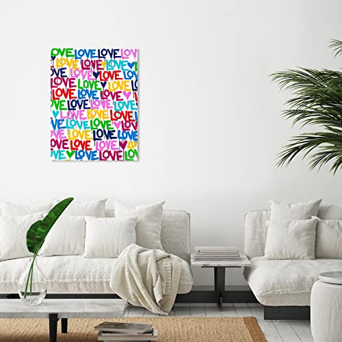 The Oliver Gal Artist Co. Abstract Modern Canvas Wall Art Corey Paige - Drippy Love Living Room Bedroom and Bathroom Home Decor 36 in x 45 in Blue and Pink, Gold Frame