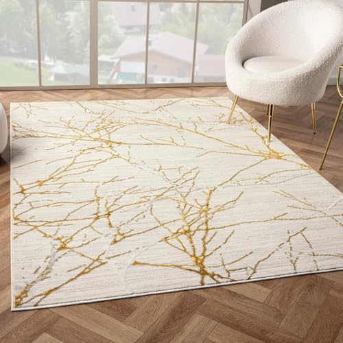 LUXE WEAVERS Sunset Collection 372 Gold 5x7 Modern Abstract Area Rug