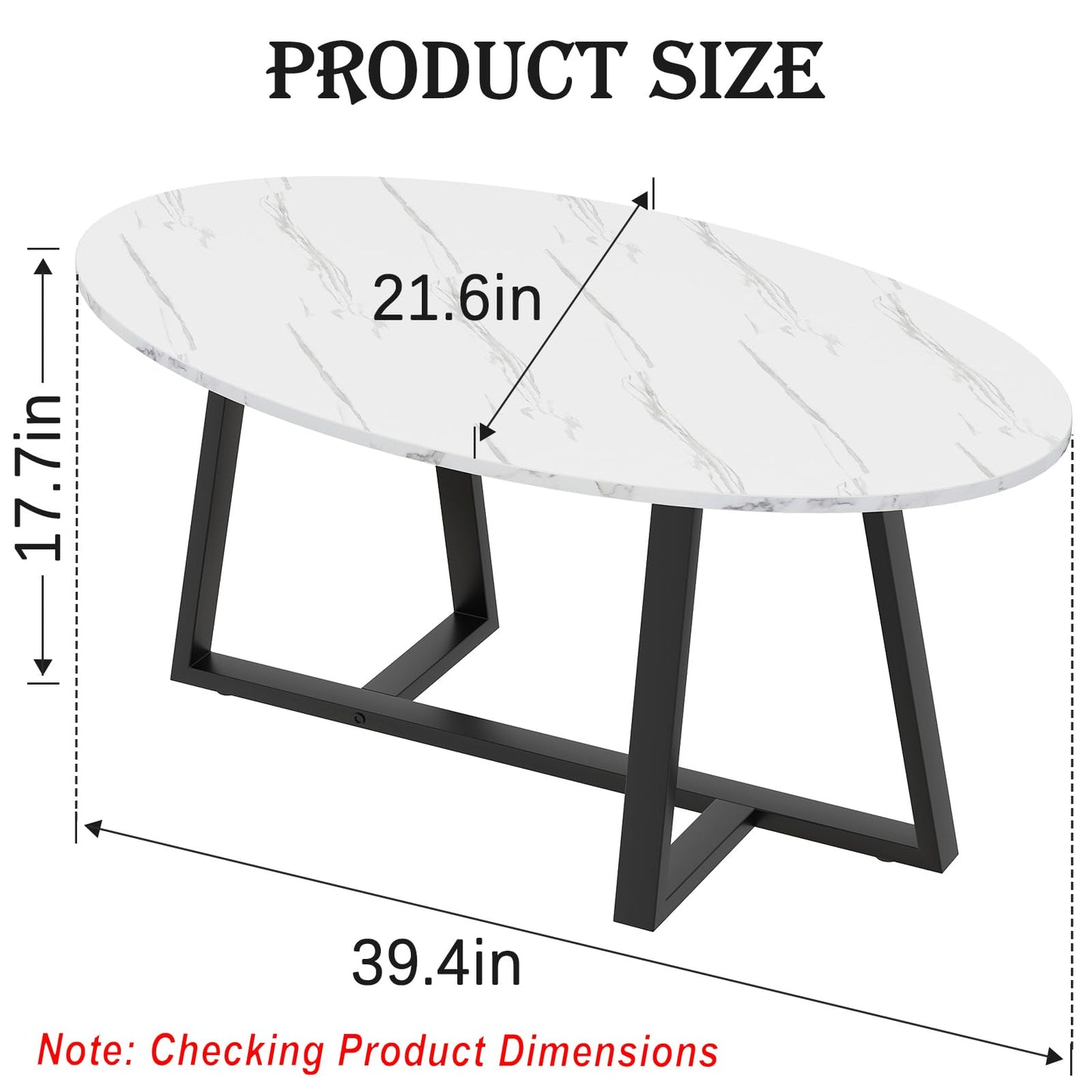 Coffee Table White Faux Marble Coffee Table for Living Room,Oval Center Tables Modern Tea Table for Small Space,Wooden Living Room Tables End Table with Sturdy Gold Metal Leg