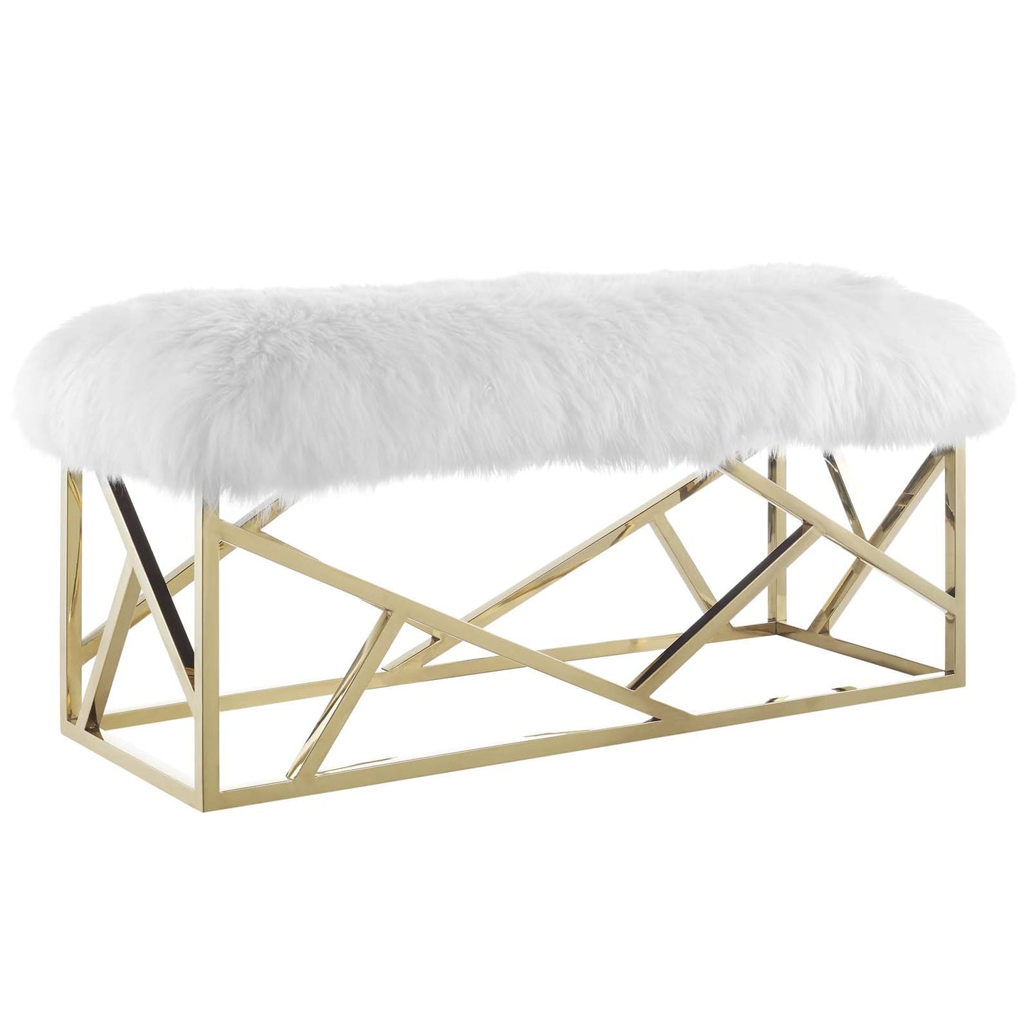 Modway intersperse Button-Tufted Contemporary Modern with Metallic Frame, Bench, Silver Gray