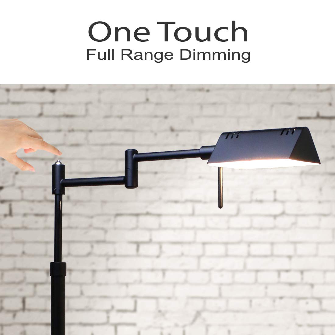 O’Bright Dimmable LED Pharmacy Floor Lamp, 12W LED, Full Range Dimming, 360 Degree Swing Arms, Adjustable Heights, Standing Lamp for Reading, Sewing, and Craft, ETL Listed, Antique Brass (Gold)