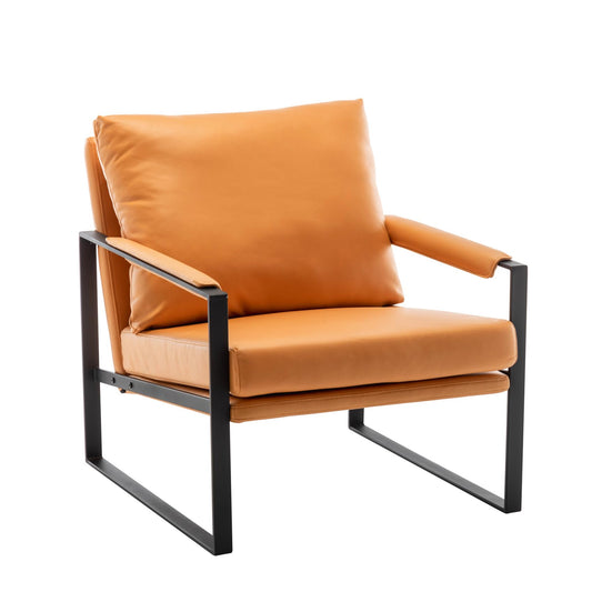 UNICOO Faux Leather Metal Frame Accent Chair - Modern Accent Chairs for Living Room, Bedroom, or Office - Armchairs Living Room Chairs Leisure Chair Reception Chair (ZKL-239K-CM Hermes Orange)