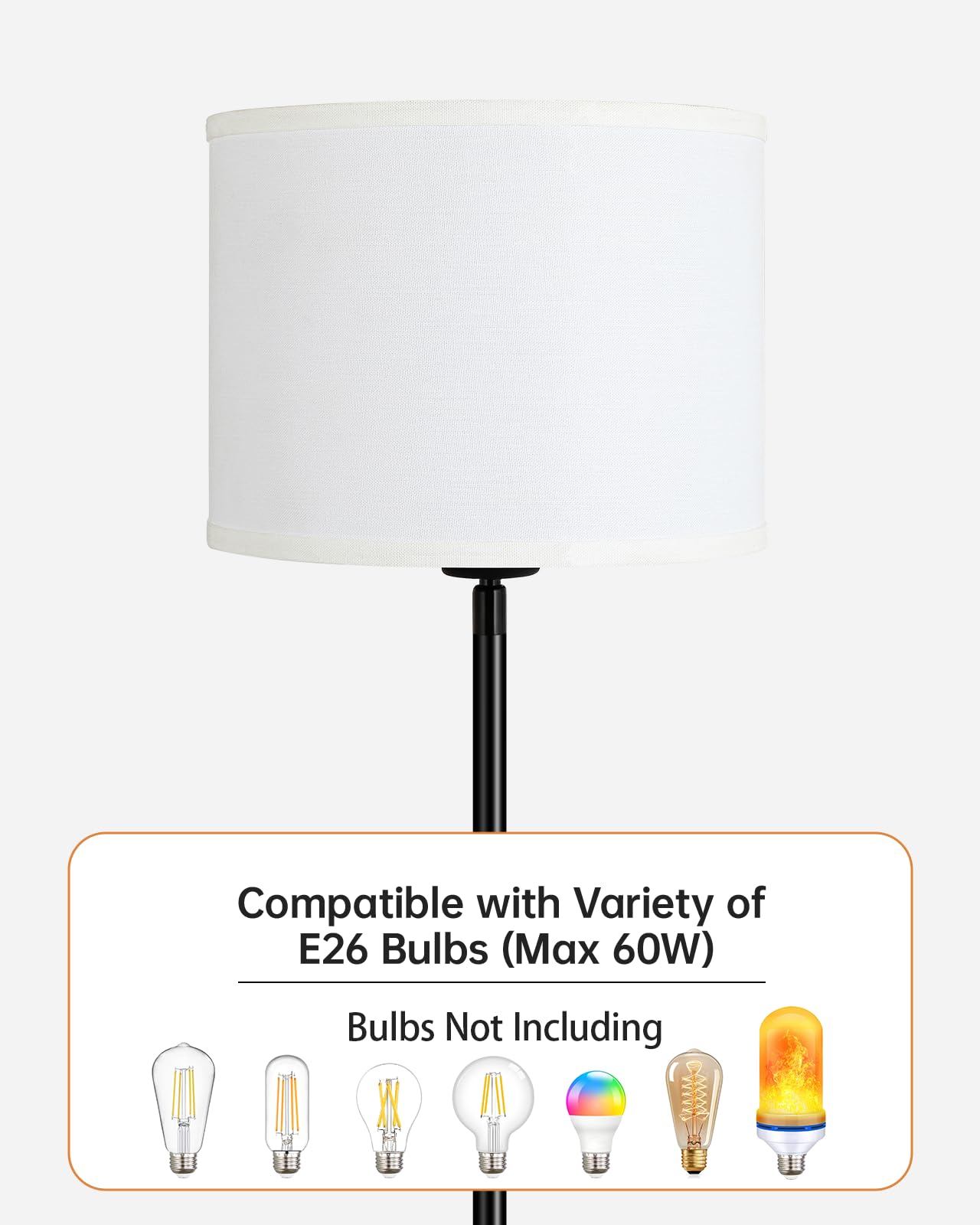 Floor Lamp Black, Standing Lamp, 58" Tall Lamps for Living Room, Simple Pole Lamp with Black Lampshade, On/Off Foot Pedal, Bright Dimming Light for Kids Room Bedroom Office Decor(Without Bulbs)